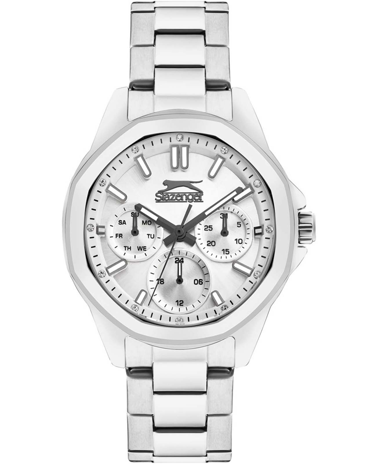 Slazenger Slazenger SL.09.2290.4.04  SL.09.2290.4.04 кварцевые женские часы серебристый циферблат, браслет суперметалл — вид спереди