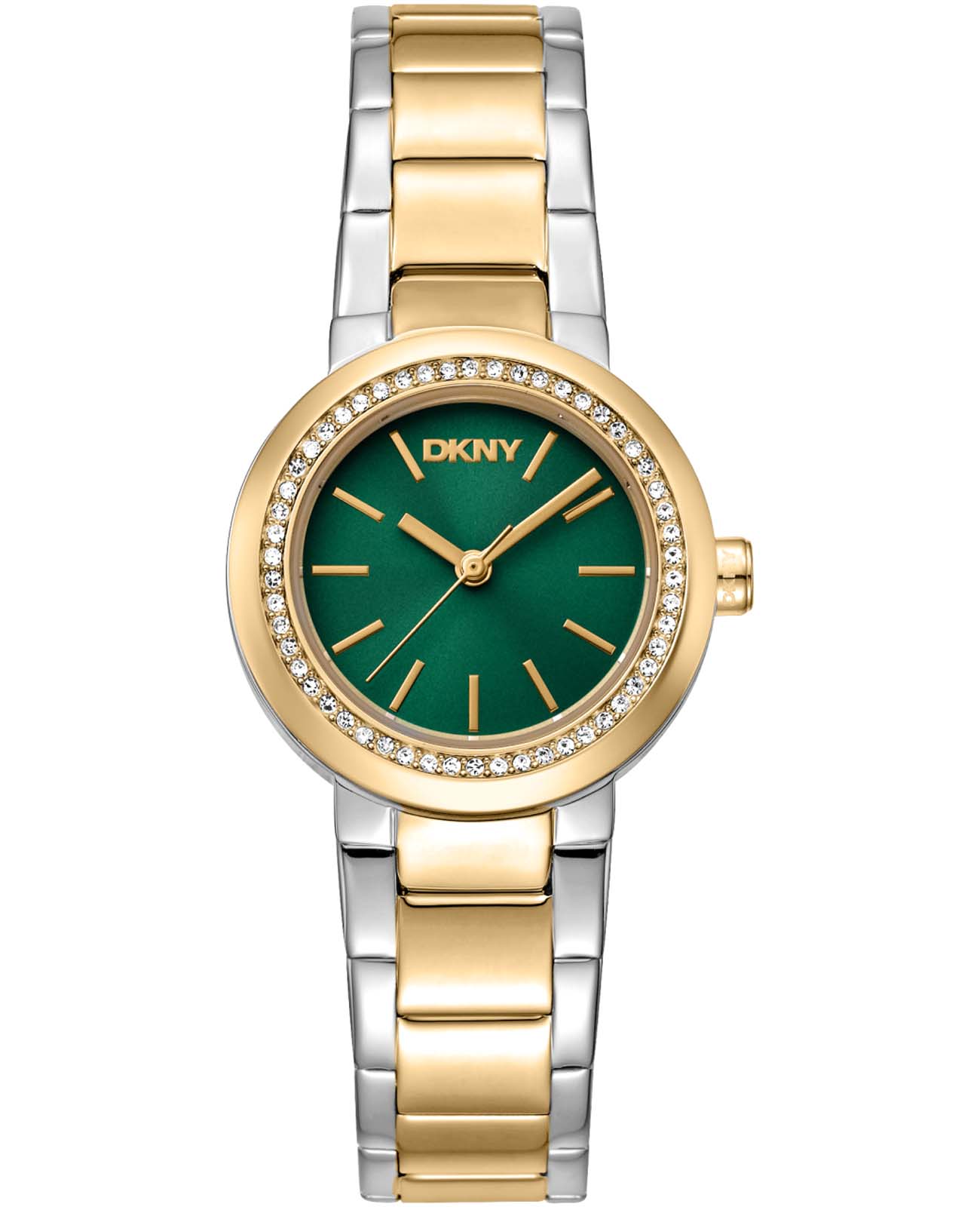 DKNY DKNY Eastside Mini DK1L024M0165  DK1L024M0165 кварцевые женские часы зеленый циферблат, браслет нержавеющая сталь с ip-покрытием — вид спереди
