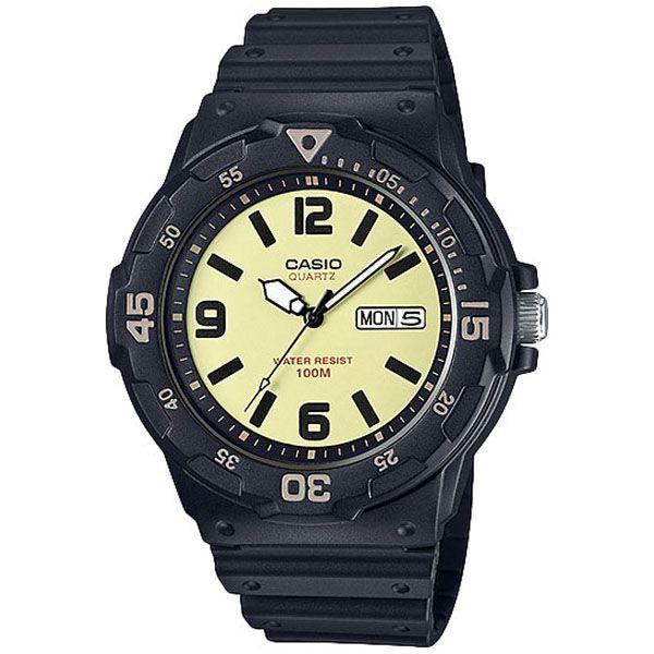 Casio Casio Illuminator MRW-200H-5B  MRW-200H-5B кварцевые мужские часы бежевый циферблат, браслет пластик — вид спереди