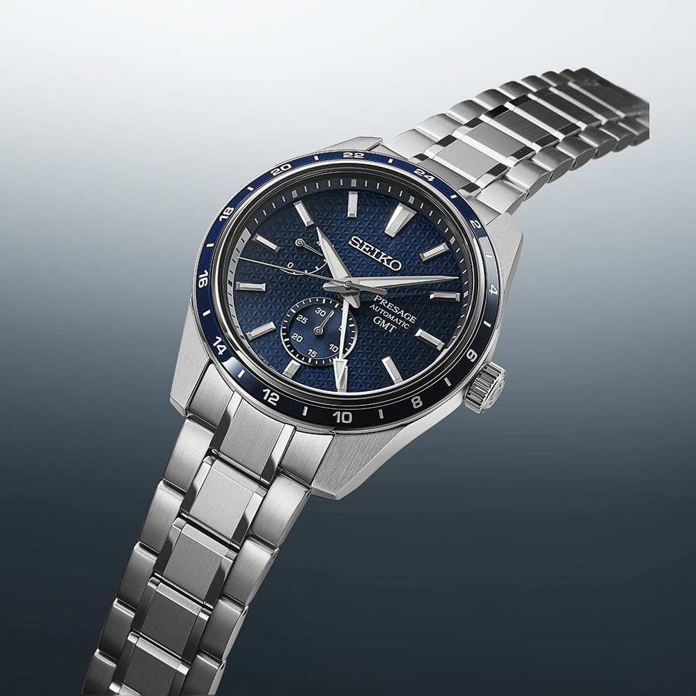 Seiko Seiko Presage Sharp Edged Series SPB303 механические мужские часы часы крупный план синий циферблата