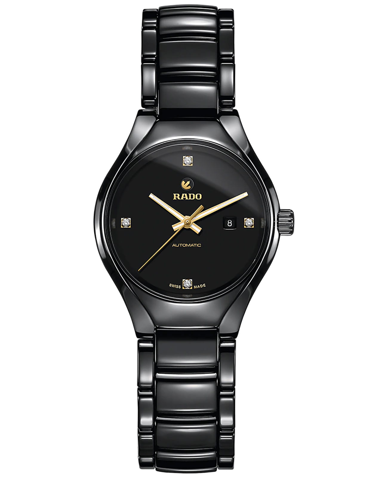 Rado Rado True Automatic Diamonds R27242712 Automatic R27242712 механические женские часы перламутровый циферблат, браслет высокотехнологичная керамика — вид спереди