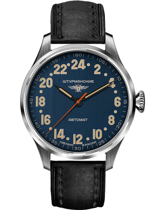 Штурманские Штурманские Арктика Наследие 2431-6821347  2431/6821347 механические мужские часы синий циферблат, браслет кожаный — вид спереди