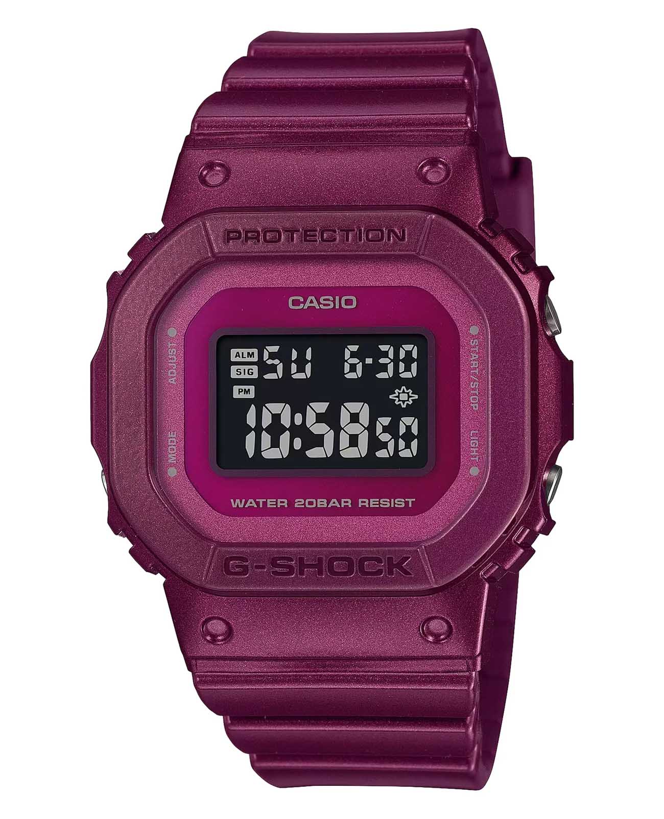 Casio Casio G-Shock GMD-S5600RB-4DR (GMD-S5600RB-4)  GMD-S5600RB-4 электронные женские часы розовый циферблат, браслет полимер — вид спереди