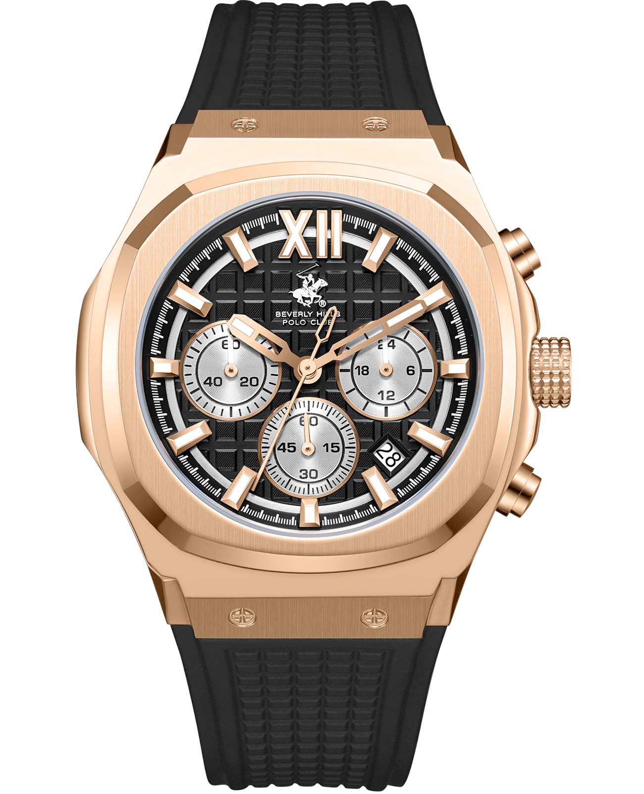 Beverly Hills Polo Club Beverly Hills Polo Club BP3785X.451  BP3785X.451 кварцевые мужские часы черный циферблат, браслет каучук — вид спереди