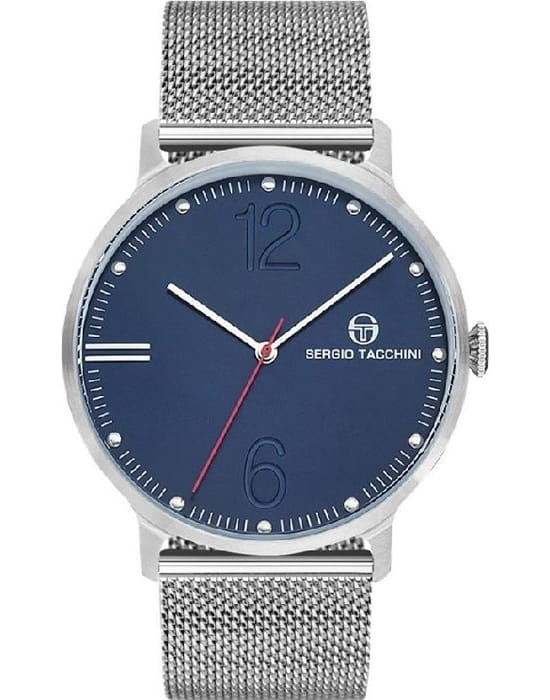 Sergio Tacchini Sergio Tacchini Streamline ST.9.118.10-1  ST.9.118.10-1 кварцевые мужские часы синий циферблат, браслет нержавеющая сталь — вид спереди