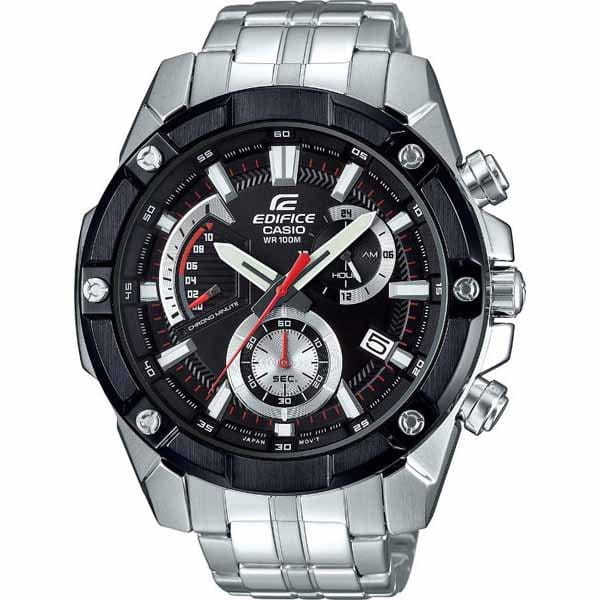 Casio Casio Edifice EFR-559DB-1A EFR EFR-559DB-1A кварцевые мужские часы черный циферблат, браслет нержавеющая сталь — вид спереди