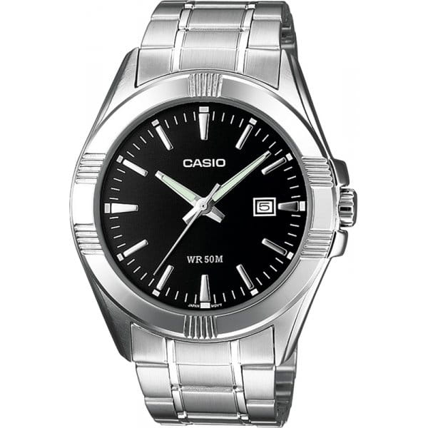 Casio Casio Collection MTP-1308D-1AVDF (MTP-1308D-1A)  MTP-1308D-1A кварцевые мужские часы черный циферблат, браслет нержавеющая сталь — вид спереди