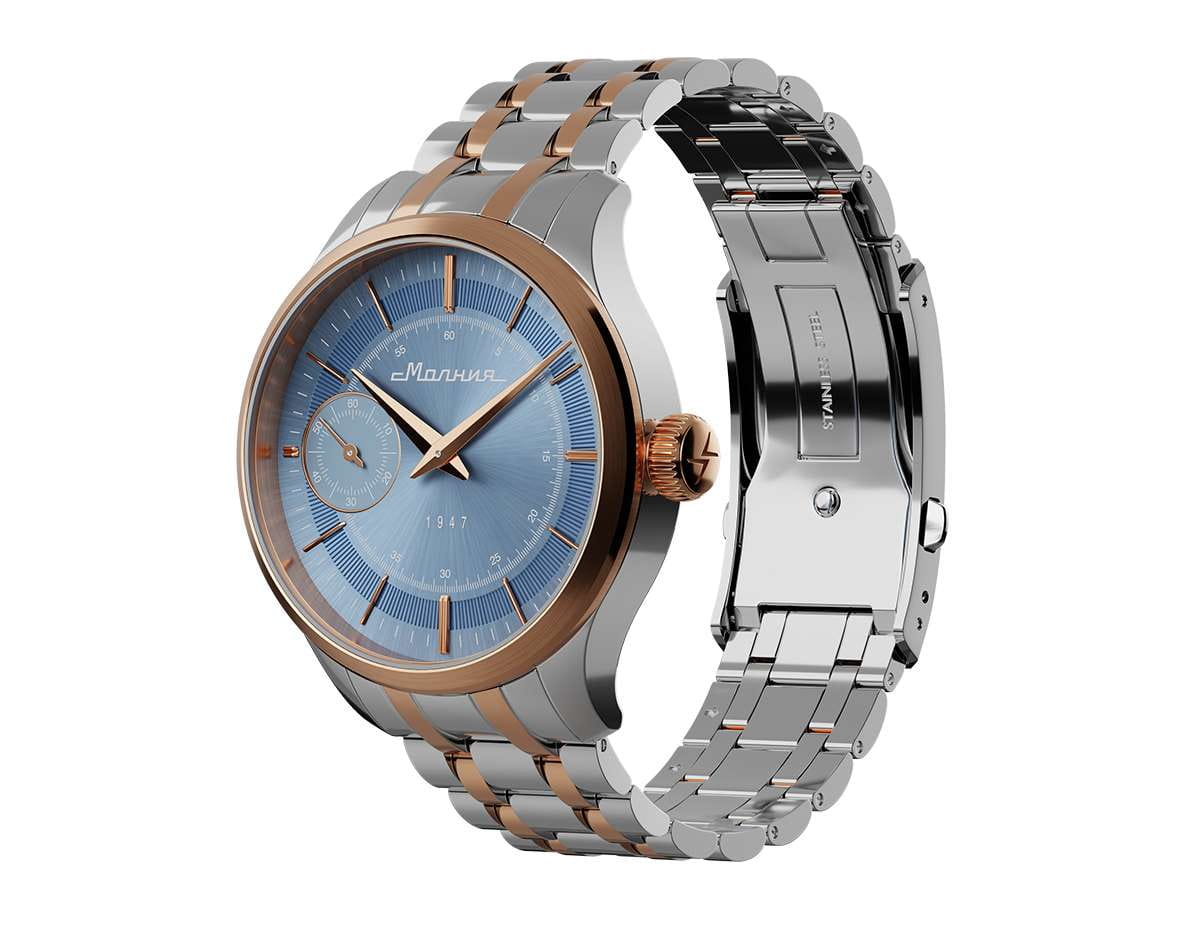 Молния Молния Дебют 0200106-1.0, дебют россия мужские часы на браслете нержавеющая сталь с pvd-покрытием боковой вид