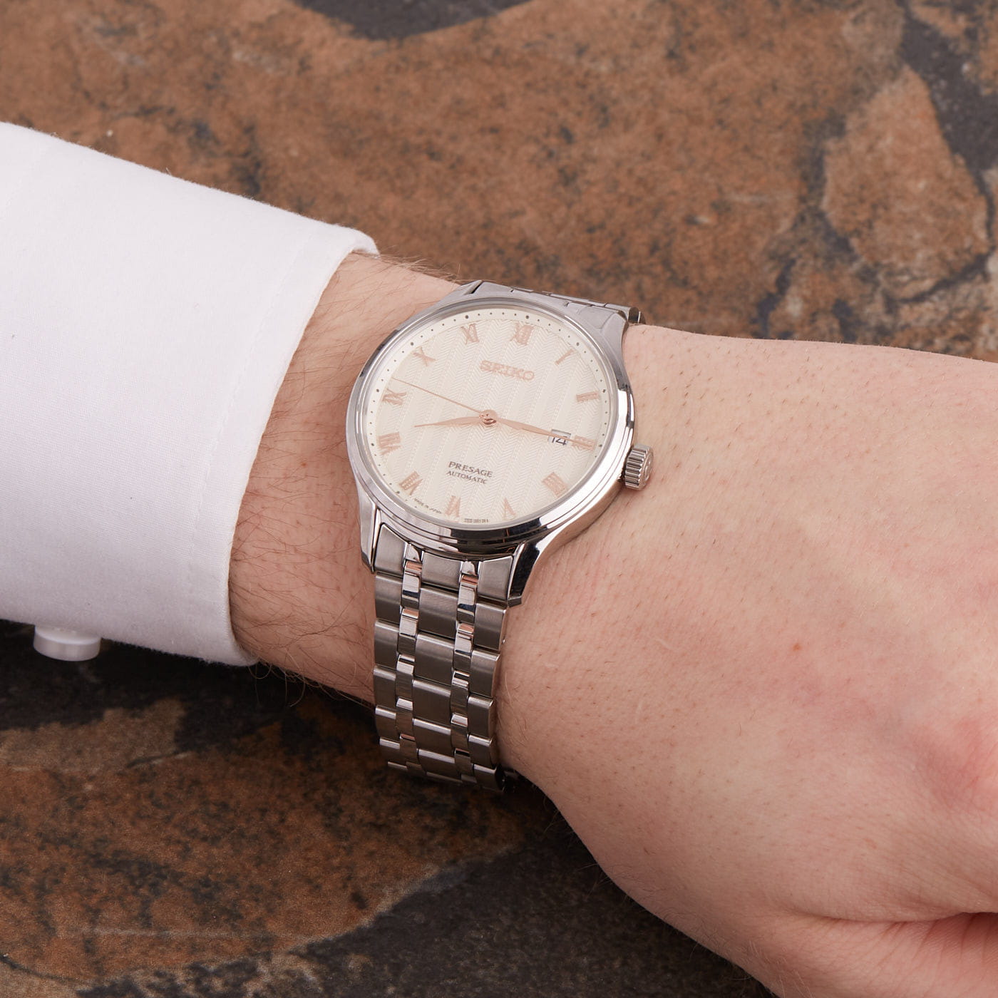 Seiko Seiko Presage SSRPF45J1,  япония мужские часы на браслете нержавеющая сталь боковой вид
