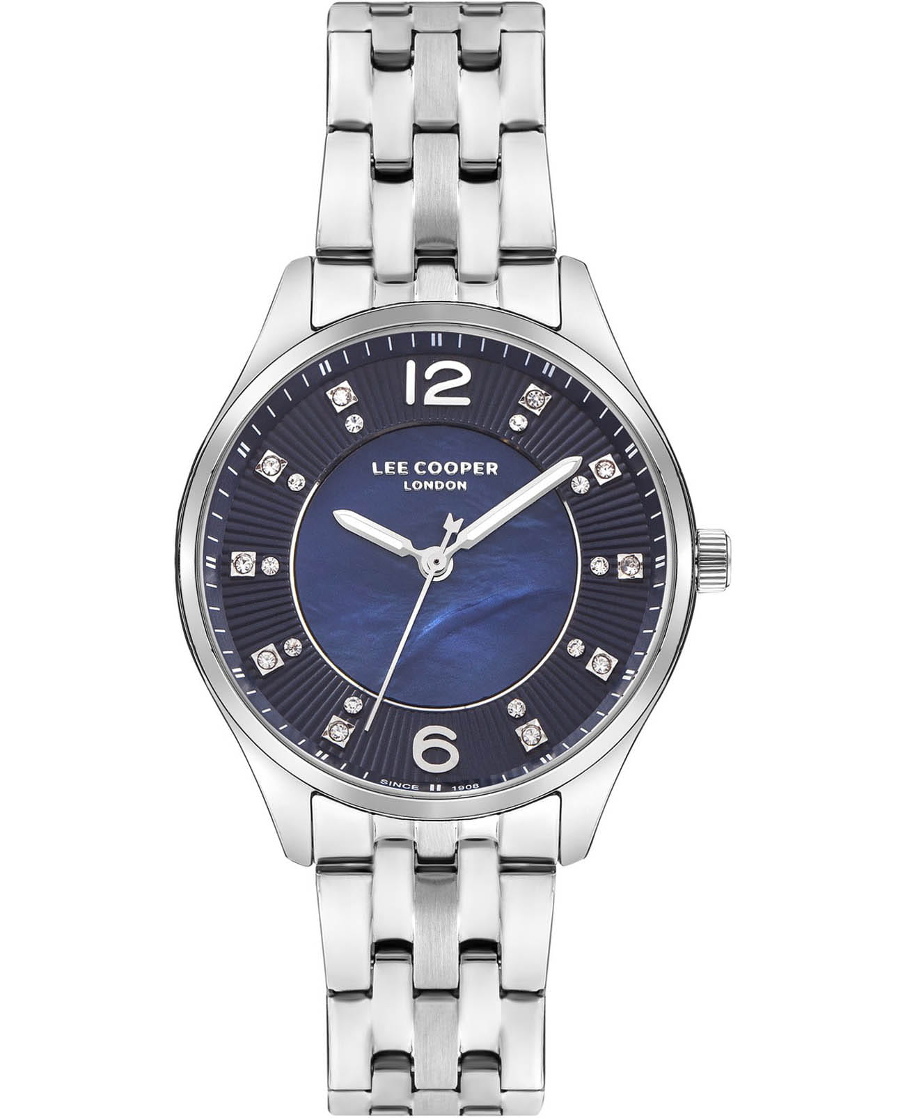 Lee Cooper Lee Cooper LC07832.390  LC07832.390 кварцевые женские часы синий циферблат, браслет нержавеющая сталь — вид спереди