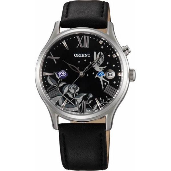 Orient Orient DM01006B (FDM01006B)  FDM01006B механические женские часы черный циферблат, браслет кожа + текстиль — вид спереди