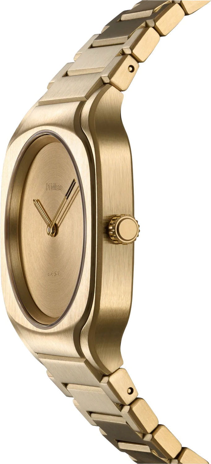D1 Milano D1 Milano Square Disco Gold SQBL03  — детали корпуса и нержавеющая сталь с pvd-покрытием