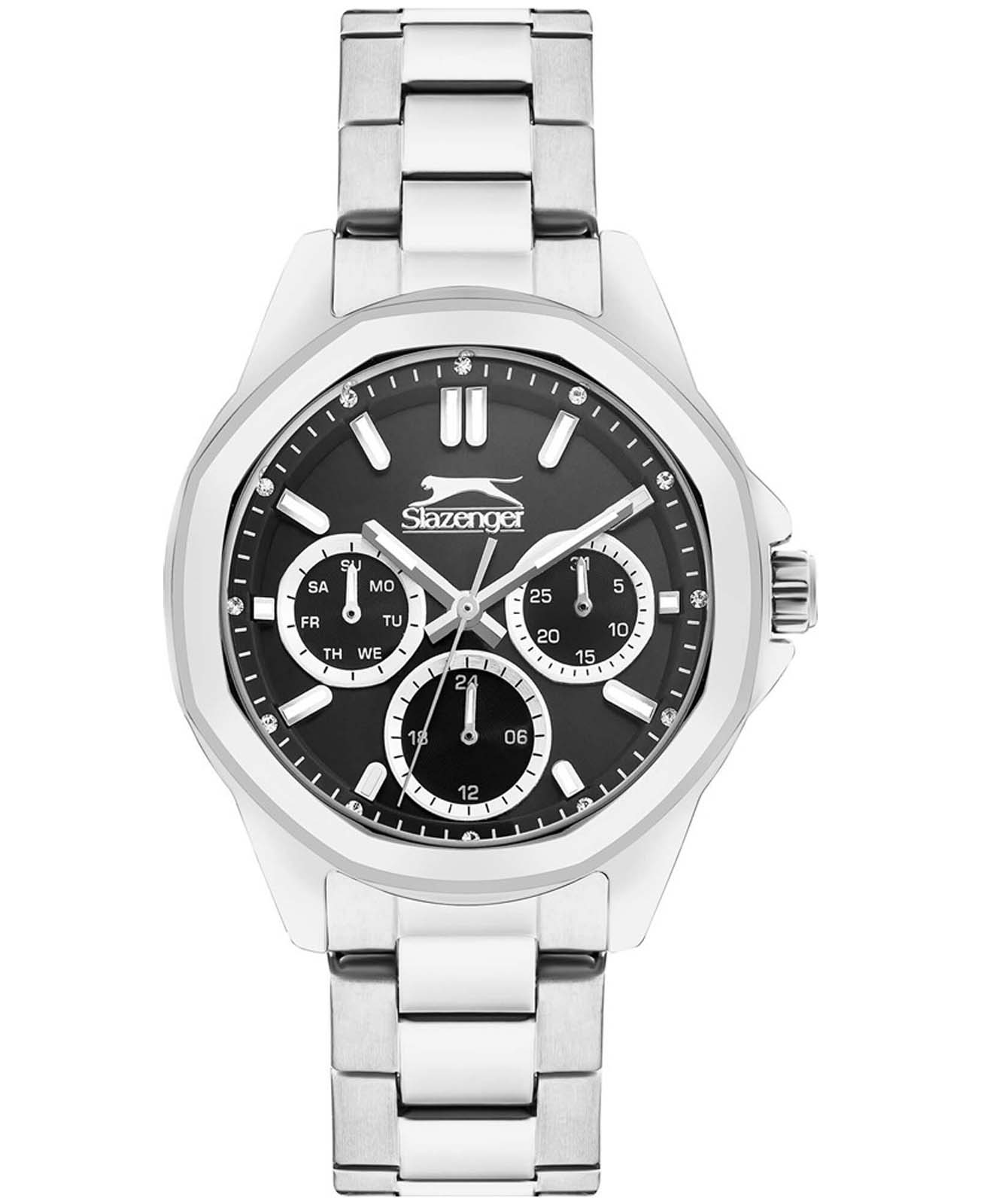 Slazenger Slazenger SL.09.2290.4.01  SL.09.2290.4.01 кварцевые женские часы черный циферблат, браслет суперметалл — вид спереди