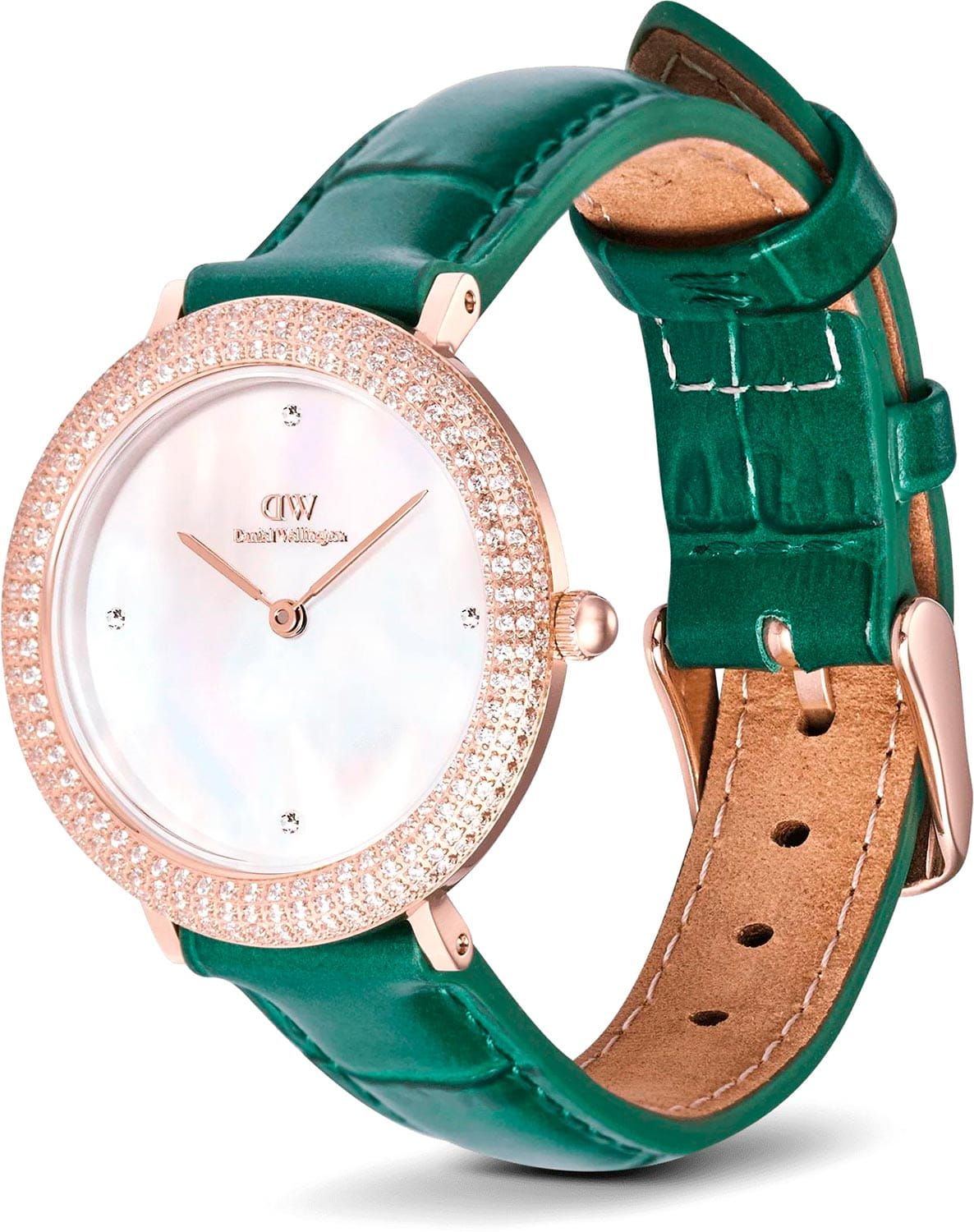 Оригинальные часы Daniel Wellington Daniel Wellington Crystalline Bezel Green Croc Rose Gold DW00100826 кварцевые калибр механизма  общий вид