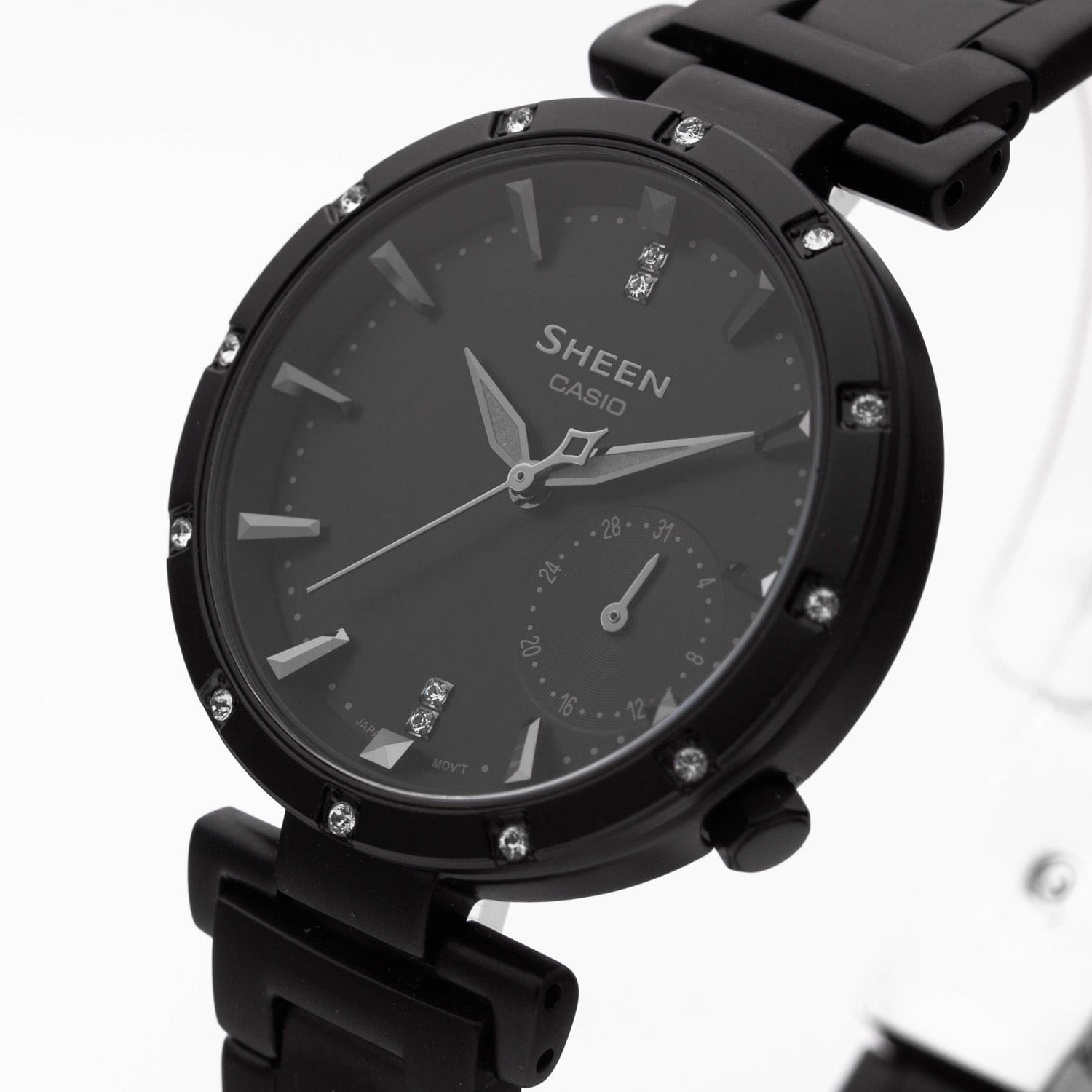 Casio Casio Sheen SHE-4051BD-1A кварцевые женские часы часы крупный план черный циферблата