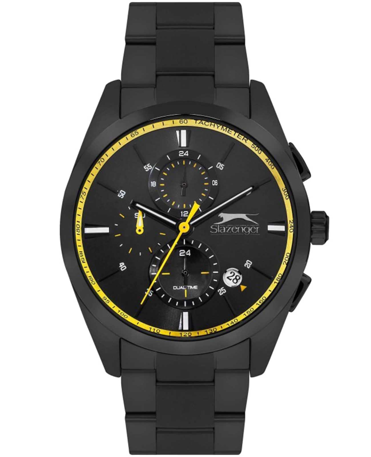 Slazenger Slazenger SL.09.2215.2.05  SL.09.2215.2.05 кварцевые мужские часы черный циферблат, браслет нержавеющая сталь с ip-покрытием — вид спереди