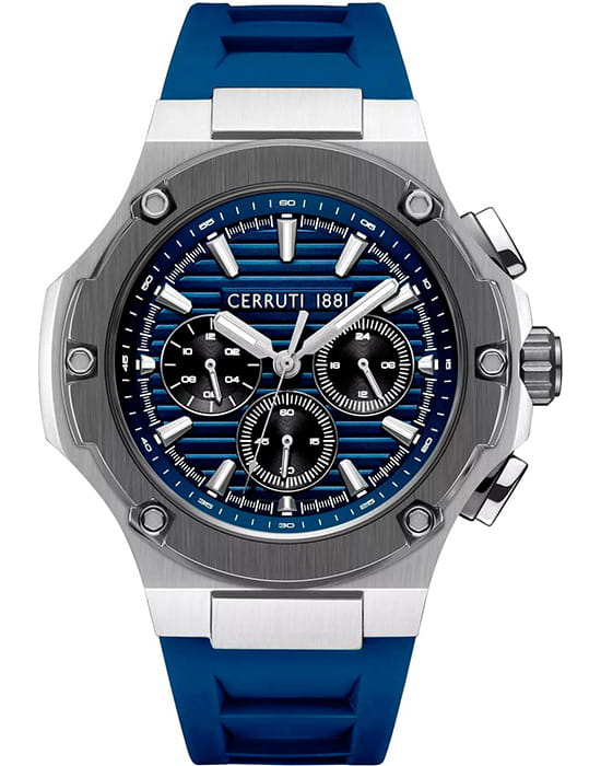Cerruti 1881 Cerruti 1881 Lucardo CIWGQ0085702  CIWGQ0085702 кварцевые мужские часы синий циферблат, браслет силикон — вид спереди