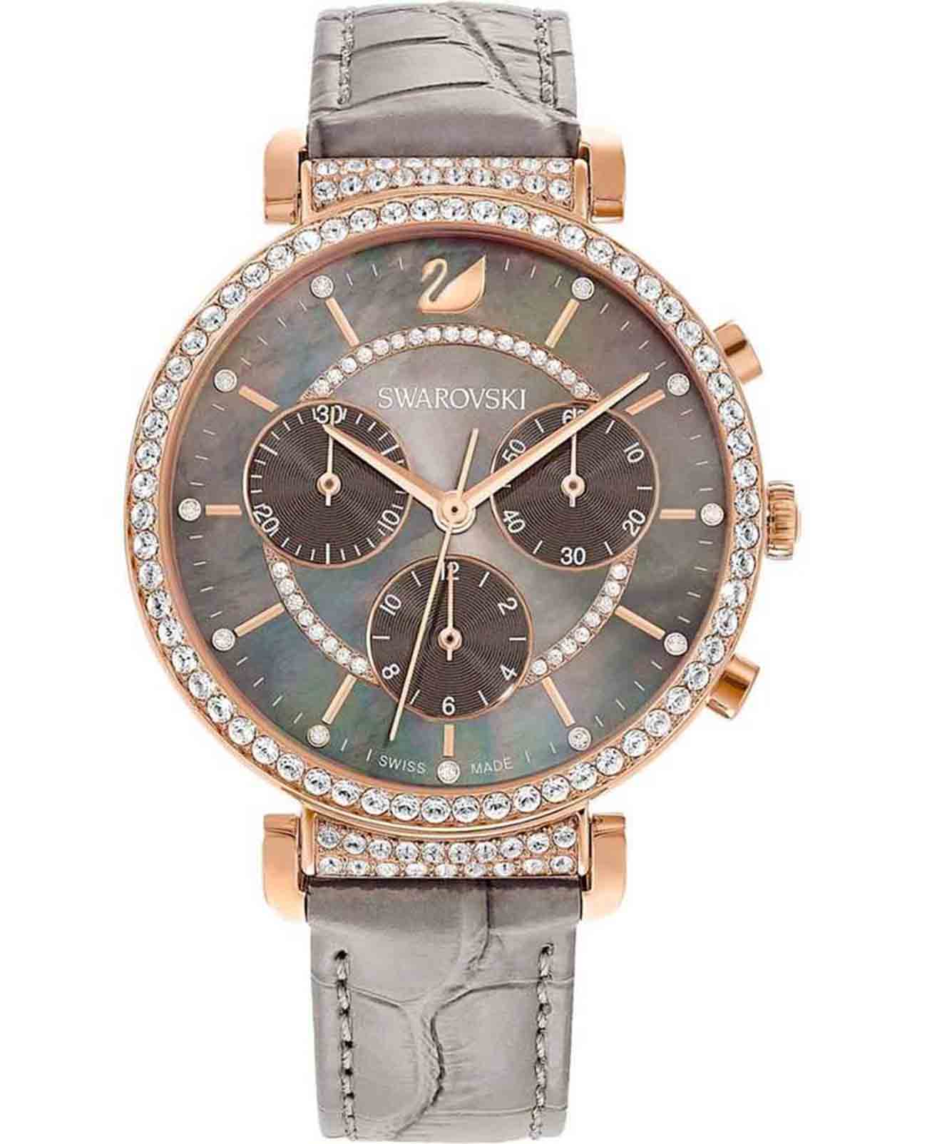 Swarovski Swarovski Passage Chrono 5580348  5580348 кварцевые женские часы перламутровый циферблат, браслет кожаный — вид спереди