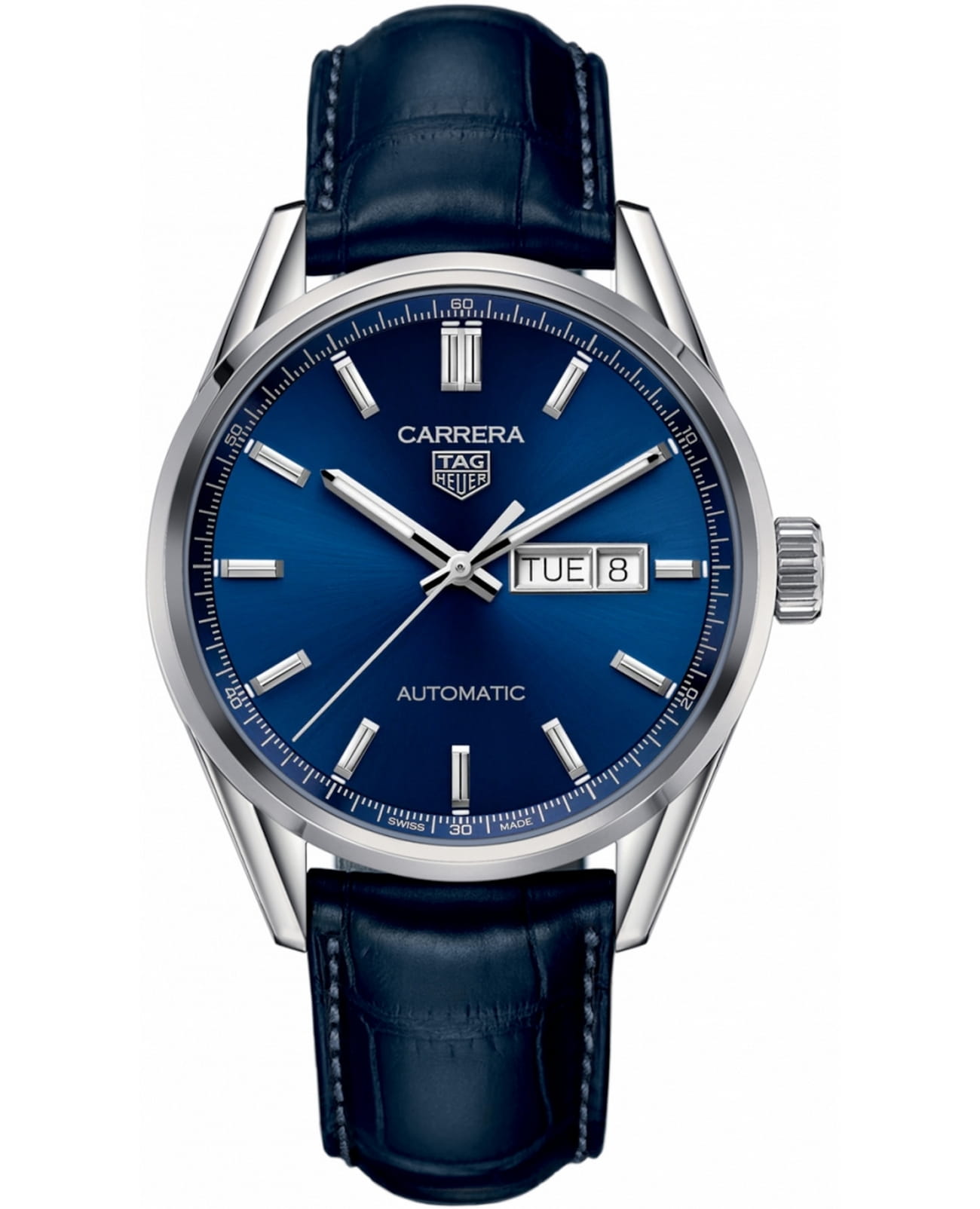 TAG Heuer TAG Heuer Carrera WBN2012.FC6502  WBN2012.FC6502 механические мужские часы синий циферблат, браслет кожаный — вид спереди
