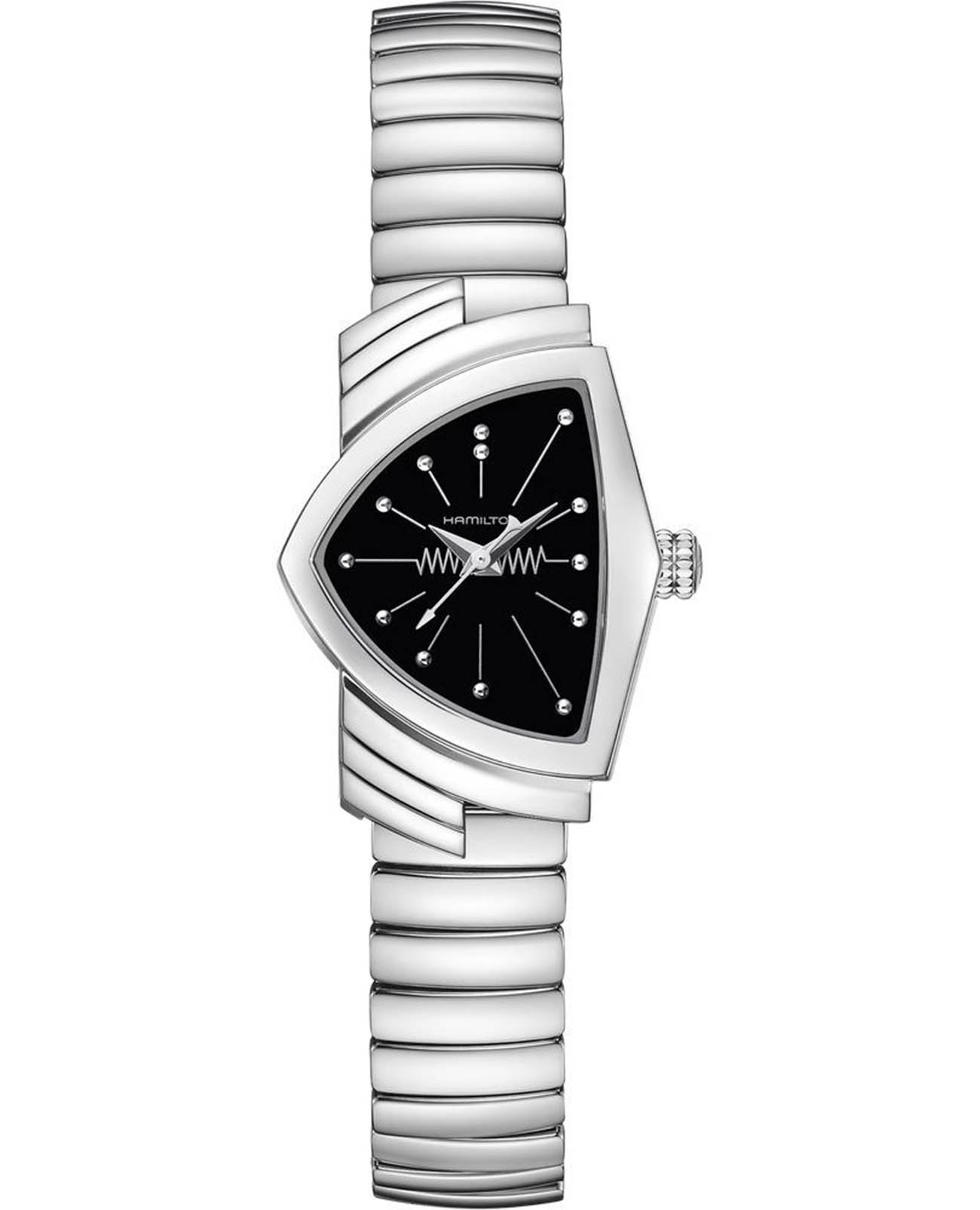 Hamilton Hamilton Ventura S Quartz H24211130  H24211130 кварцевые женские часы черный циферблат, браслет нержавеющая сталь — вид спереди