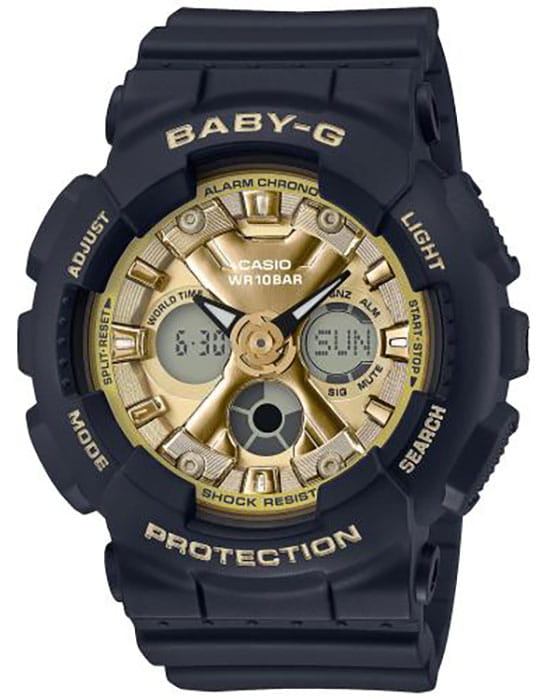 Casio Casio Baby-G BA-130-1A3  BA-130-1A3 кварцевые женские часы золотой циферблат, браслет пластик — вид спереди