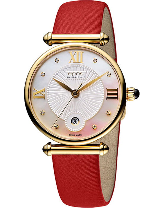 Epos Epos Passion 8000.700.22.88.88  8000.700.22.88.88 кварцевые женские часы перламутровый циферблат, браслет кожаный — вид спереди