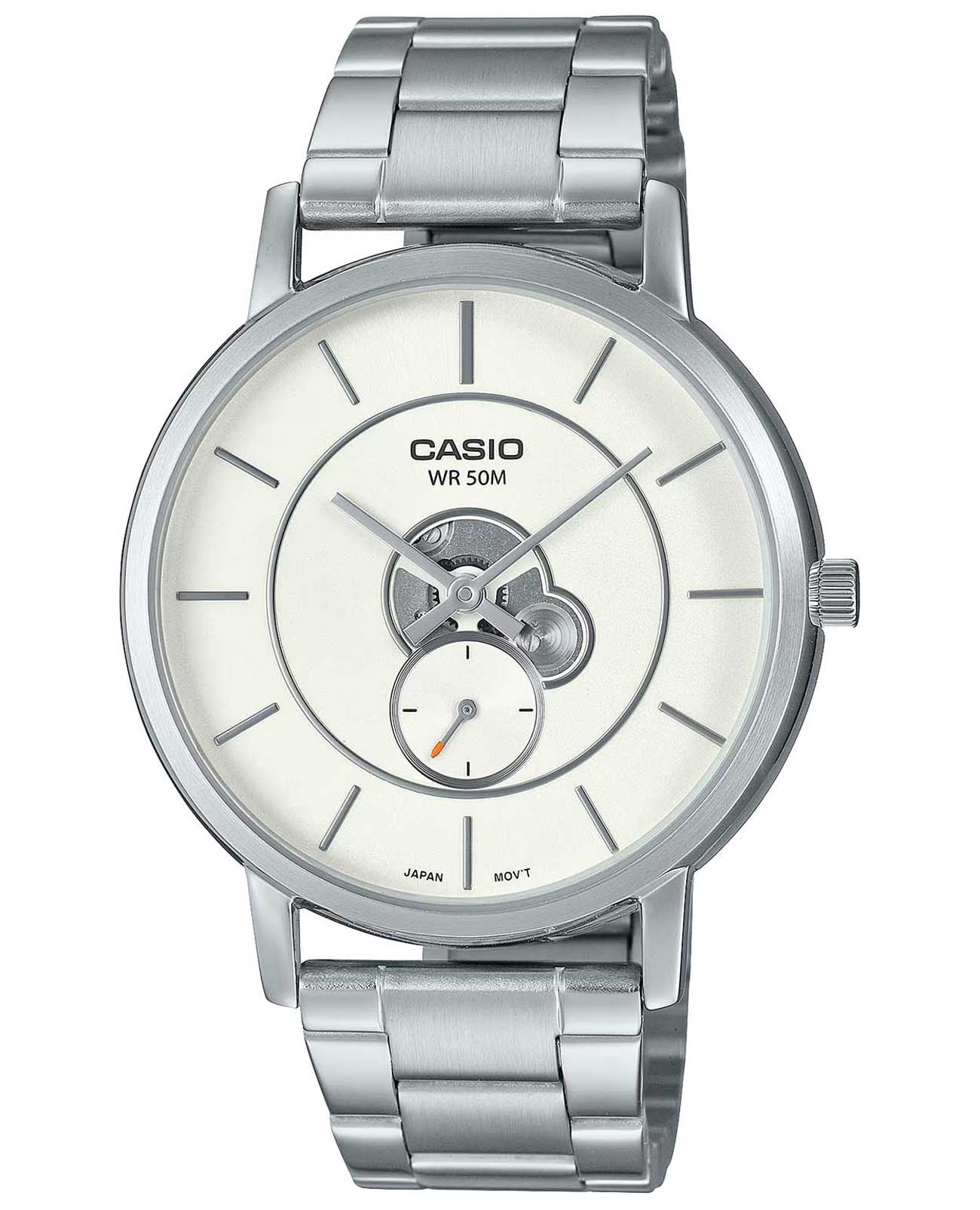 Casio Casio Collection MTP-B130D-7A  MTP-B130D-7A кварцевые мужские часы белый циферблат, браслет нержавеющая сталь — вид спереди
