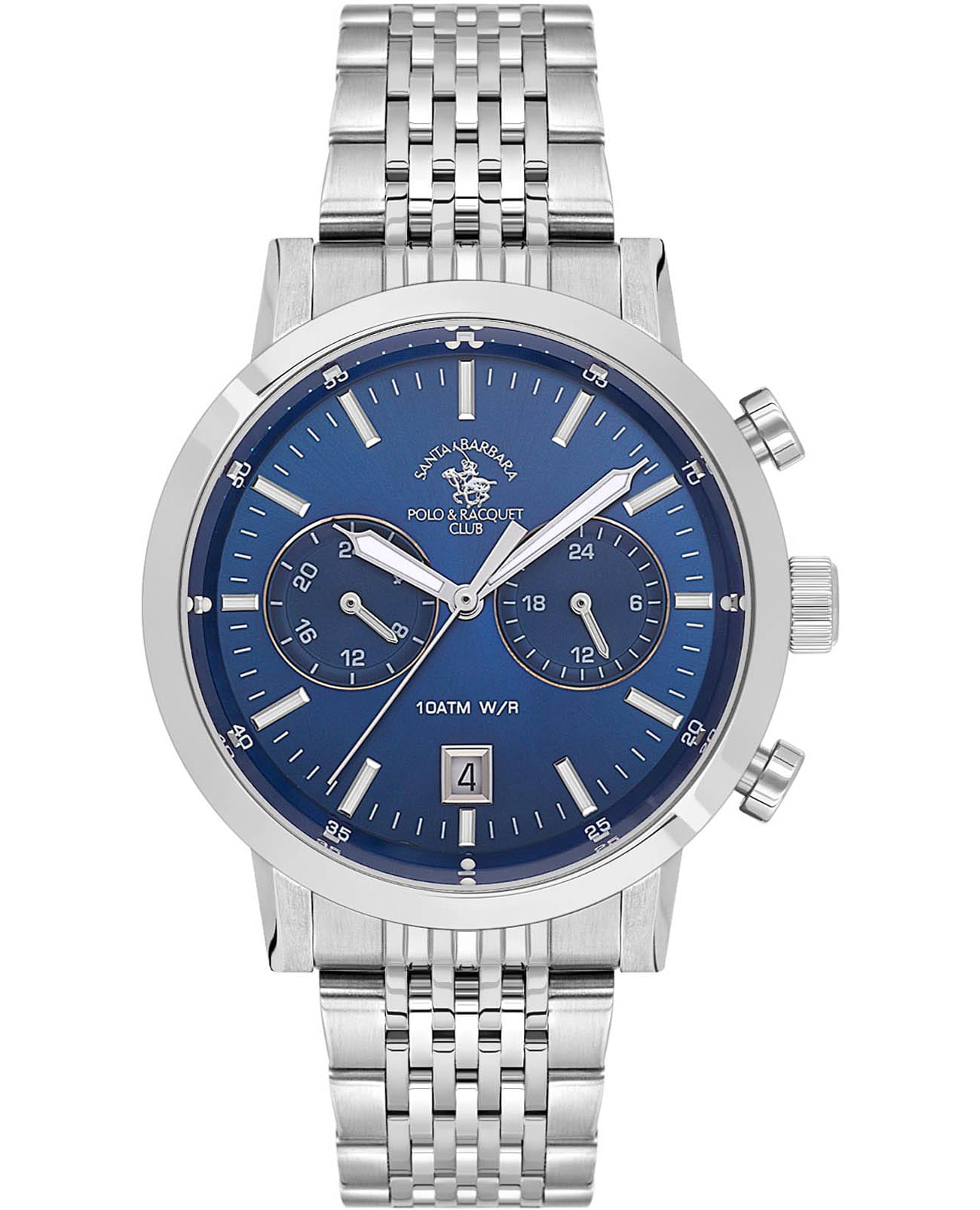 Santa Barbara Polo & Racquet Club Santa Barbara Polo & Racquet Club Legend SB.1.10585-3  SB.1.10585-3 кварцевые мужские часы синий циферблат, браслет нержавеющая сталь — вид спереди