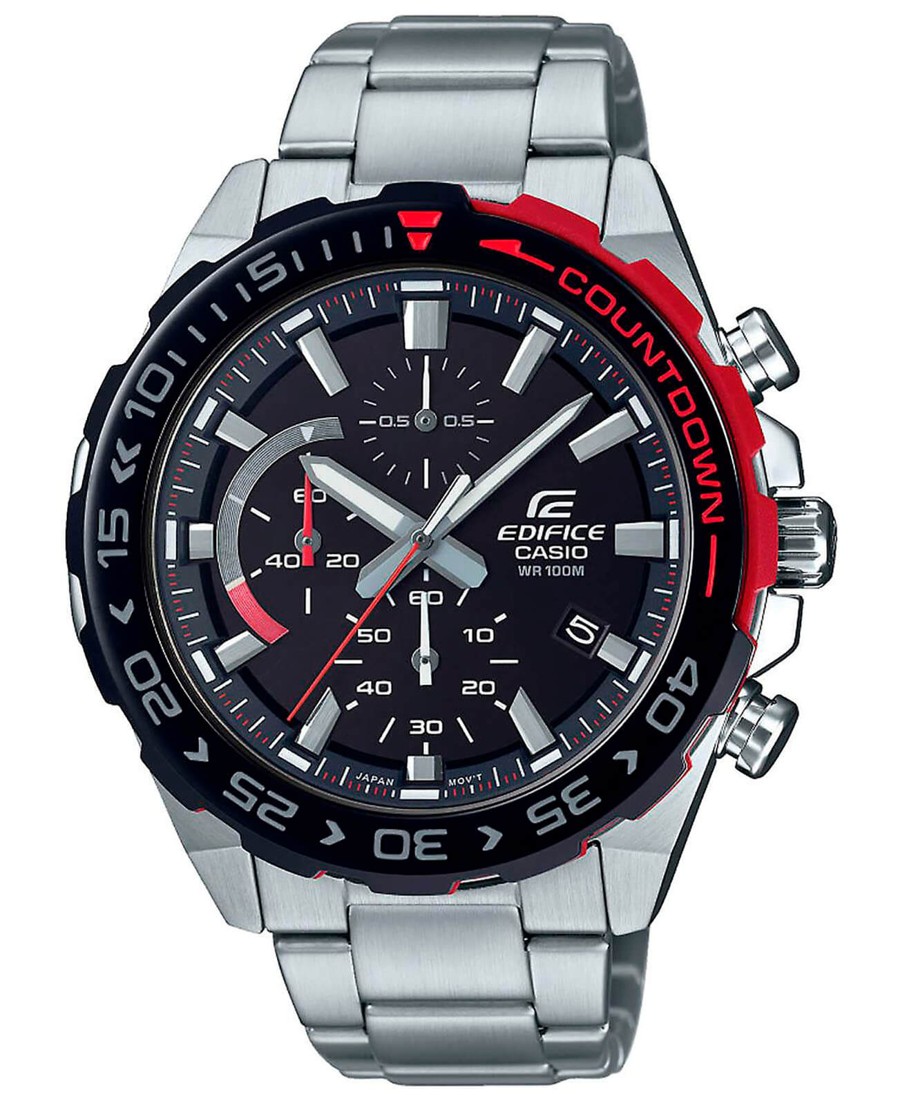 Casio Casio Edifice EFR-566DB-1A EFR EFR-566DB-1A кварцевые мужские часы черный циферблат, браслет нержавеющая сталь — вид спереди