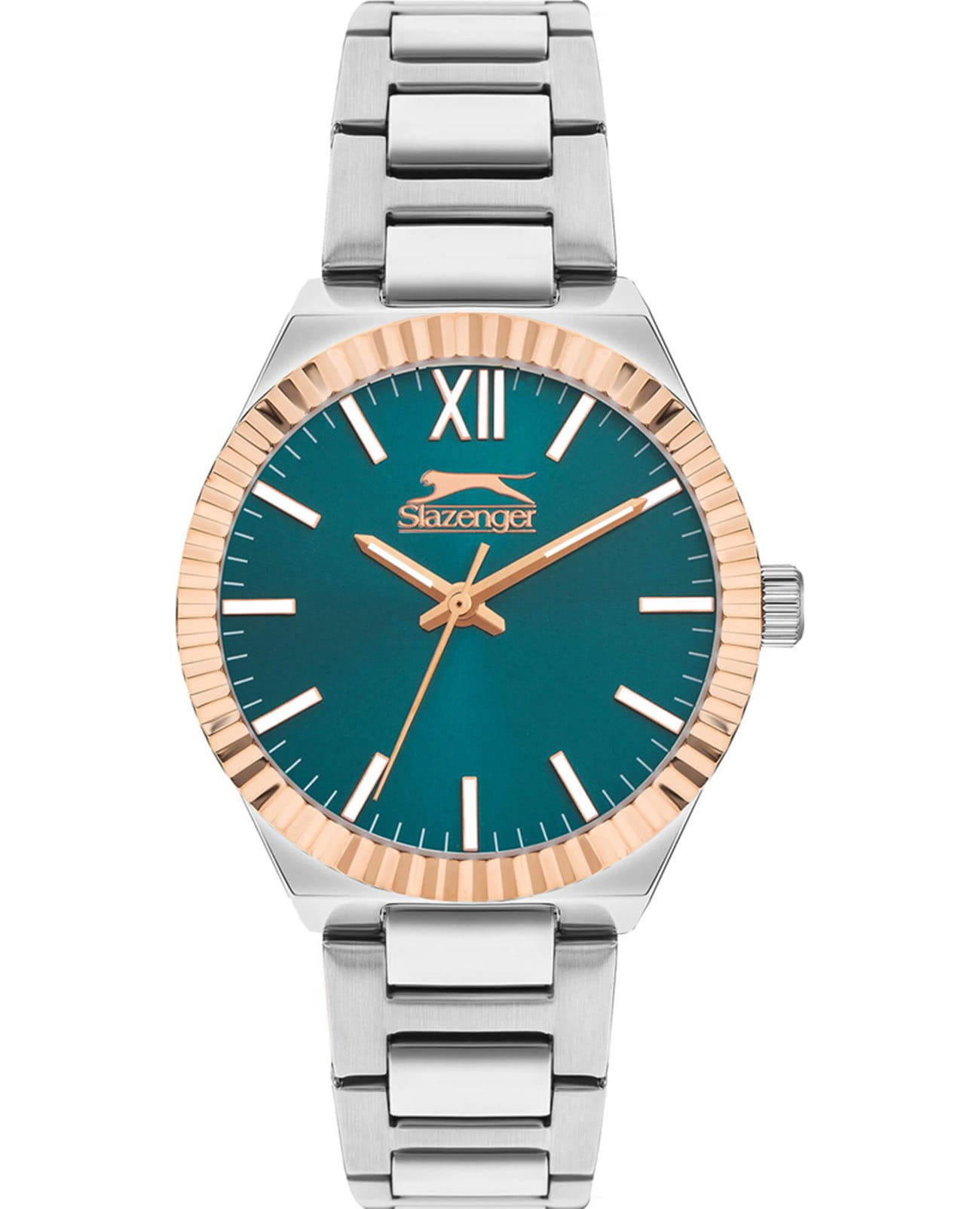 Slazenger Slazenger SL.09.2304.3.07  SL.09.2304.3.07 кварцевые женские часы зеленый циферблат, браслет суперметалл — вид спереди