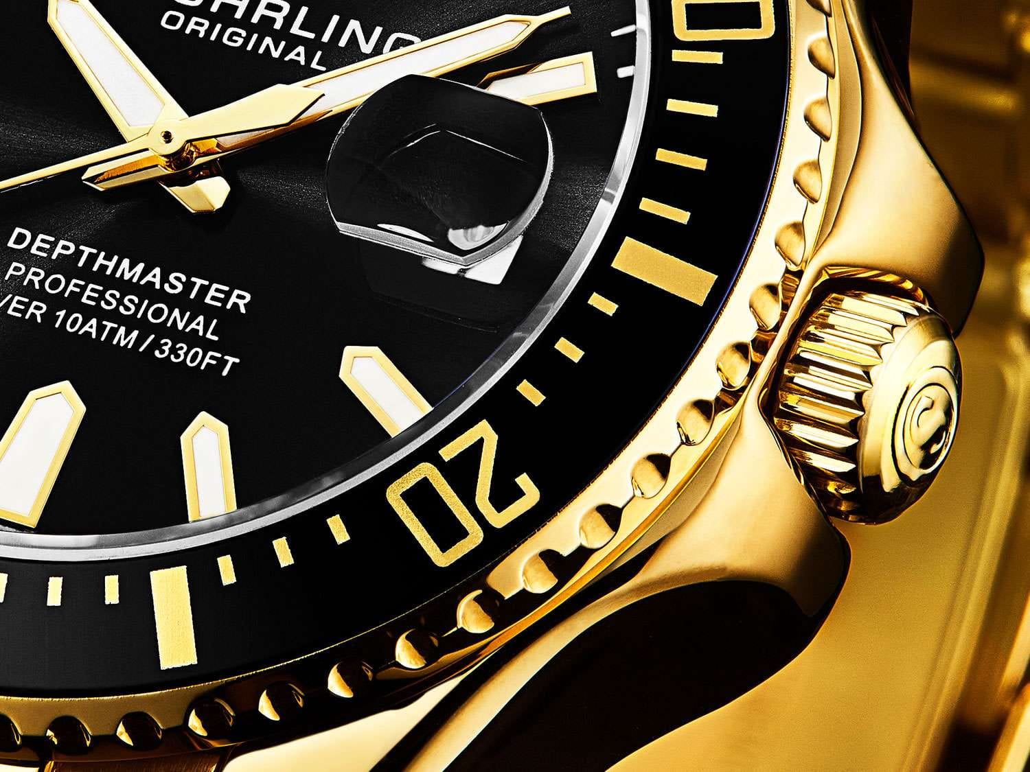 Stuhrling Stuhrling Aquadiver 3950A.7 кварцевые мужские часы часы крупный план черный циферблата