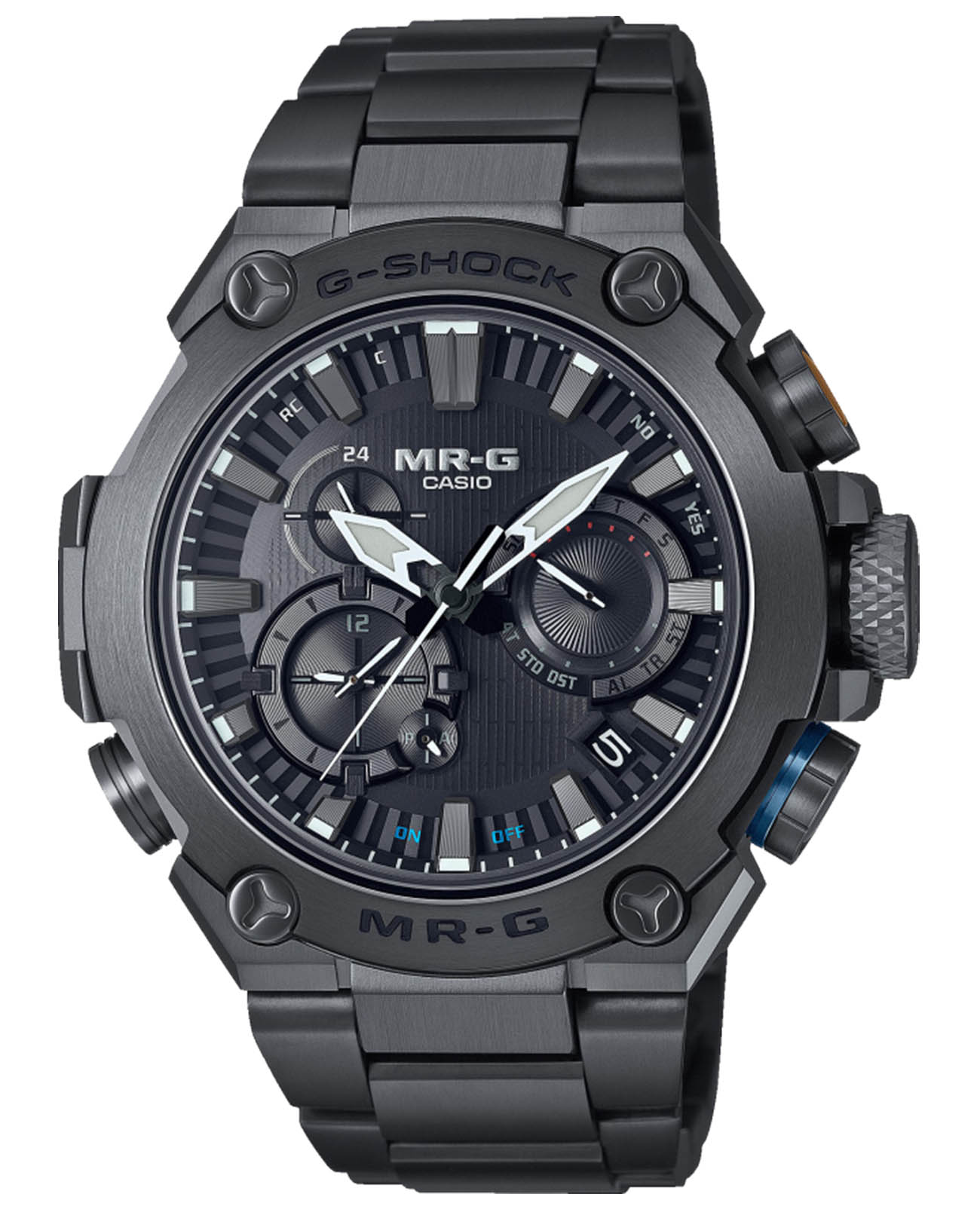 Casio Casio G-Shock MRG-B2000B-1A1DR (MRG-B2000B-1A1) MRG MRG-B2000B-1A1DR электронные мужские часы синий циферблат, браслет титановый — вид спереди