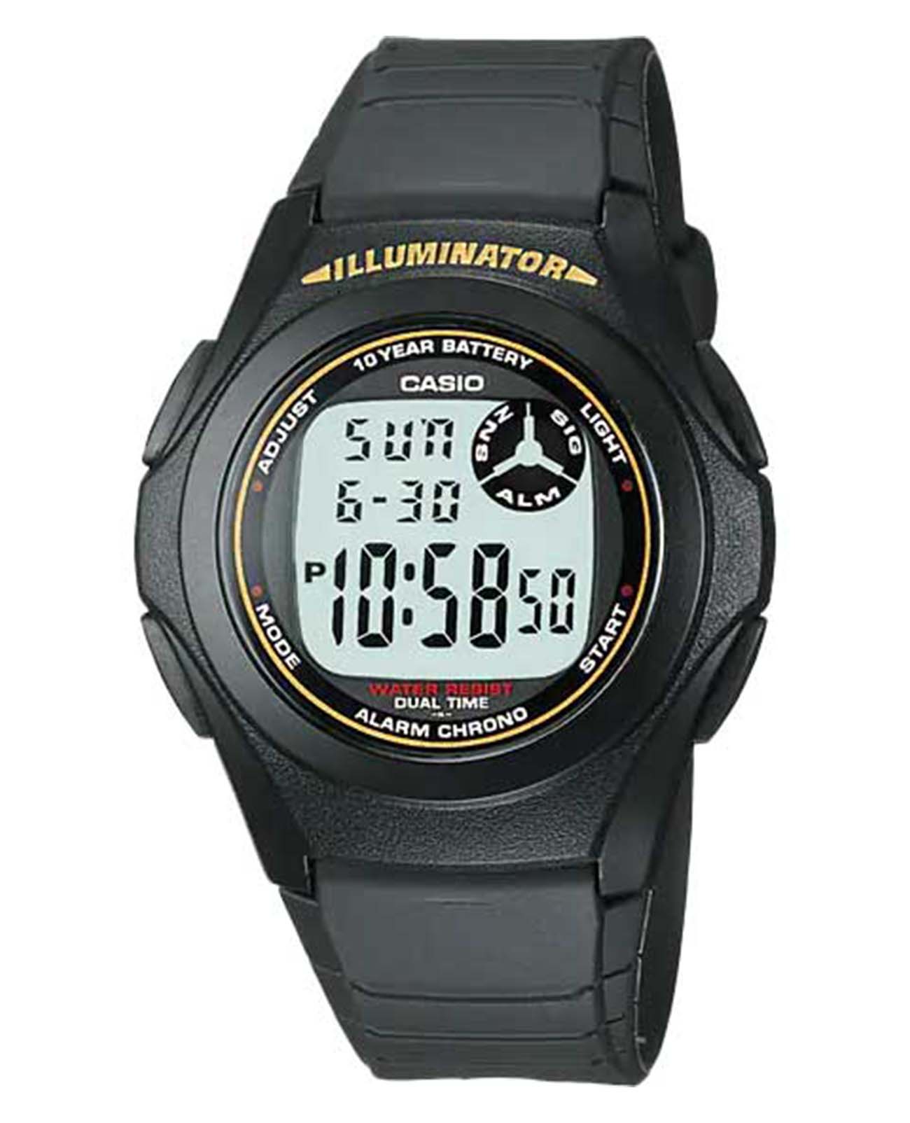 Casio Casio Collection F-200W-9A  F-200W-9A кварцевые мужские часы  циферблат, браслет пластик — вид спереди