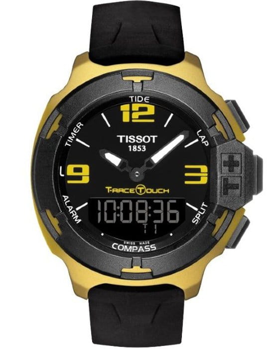 Tissot Tissot T-Race Touch T081.420.97.057.07 T Race T0814209705707 кварцевые мужские часы черный циферблат, браслет карбон + полимер — вид спереди