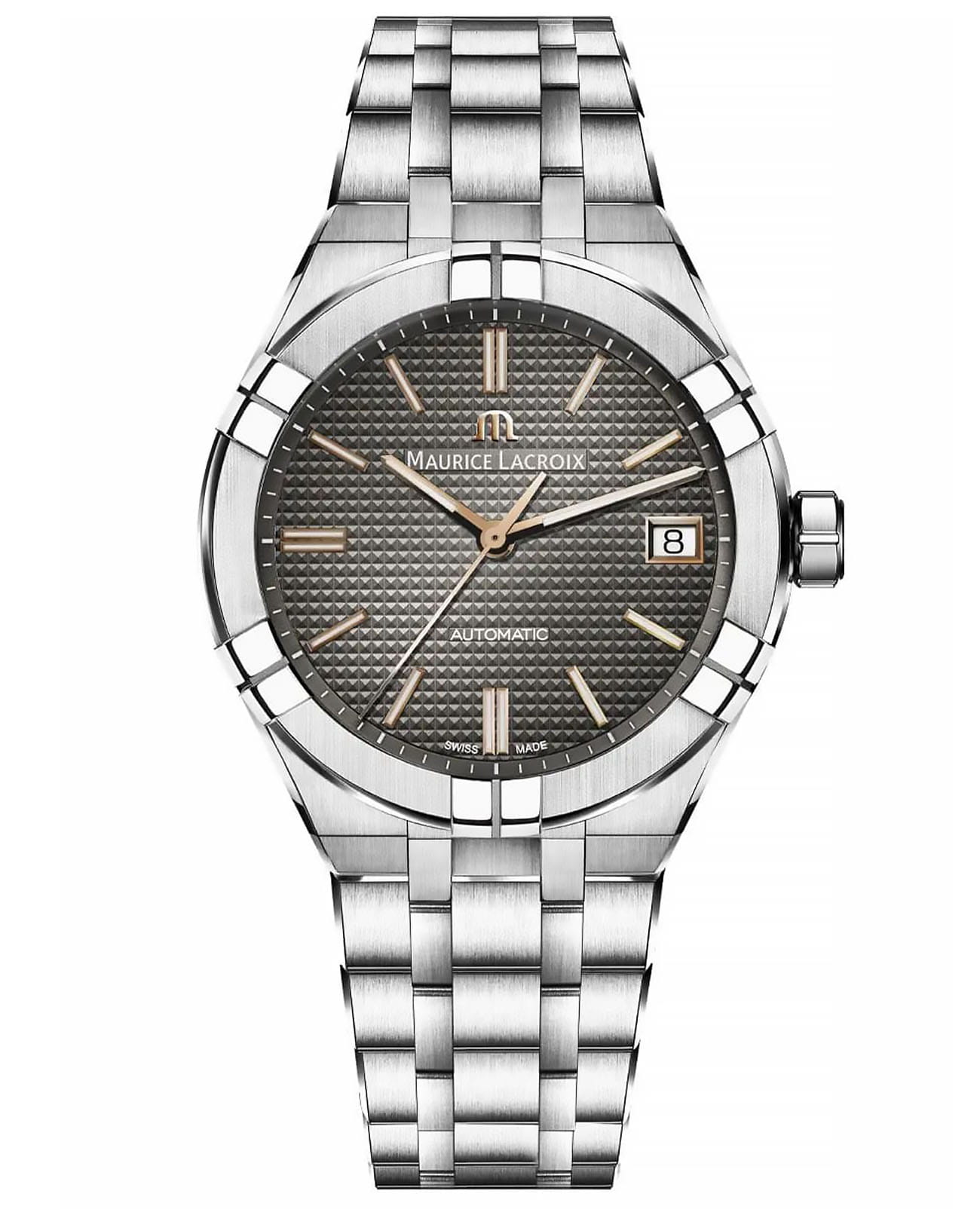 Maurice Lacroix Maurice Lacroix Aikon Automatic AI6007-SS002-331-1  AI6007-SS002-331-1 механические мужские часы антрацитовый циферблат, браслет нержавеющая сталь — вид спереди