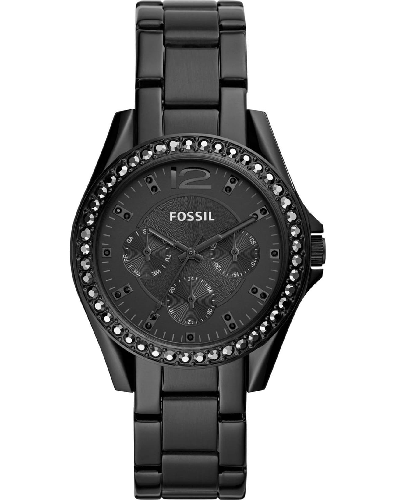 Fossil Fossil Georgia  ES4519  ES4519 кварцевые женские часы черный циферблат, браслет сталь с ip покрытием — вид спереди