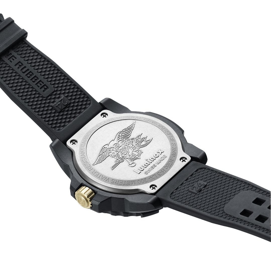 Luminox Luminox Navy SEAL 3500 XS.3508.GOLD, navy seal швейцария мужские часы на браслете резина боковой вид