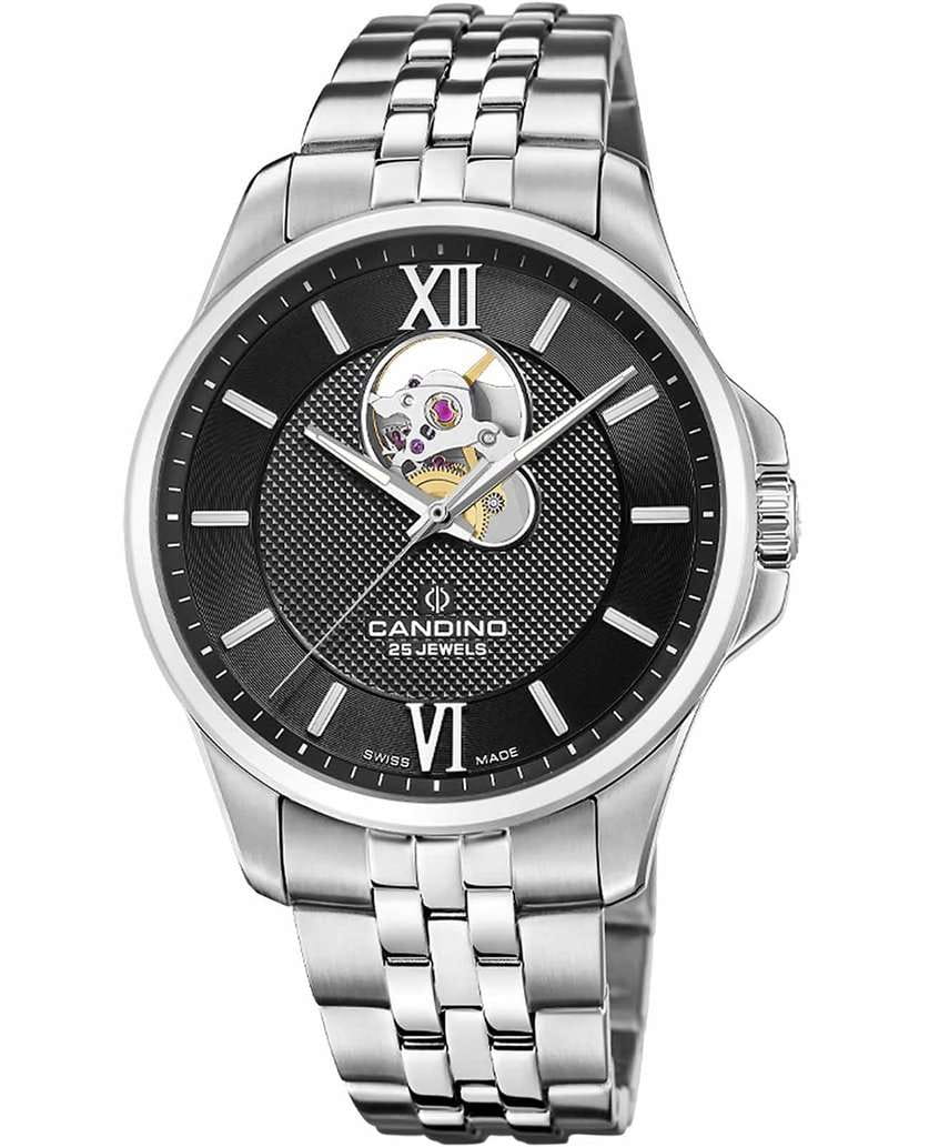 Candino Candino Automatic C4780/6  C4780/6 механические мужские часы черный циферблат, браслет нержавеющая сталь — вид спереди