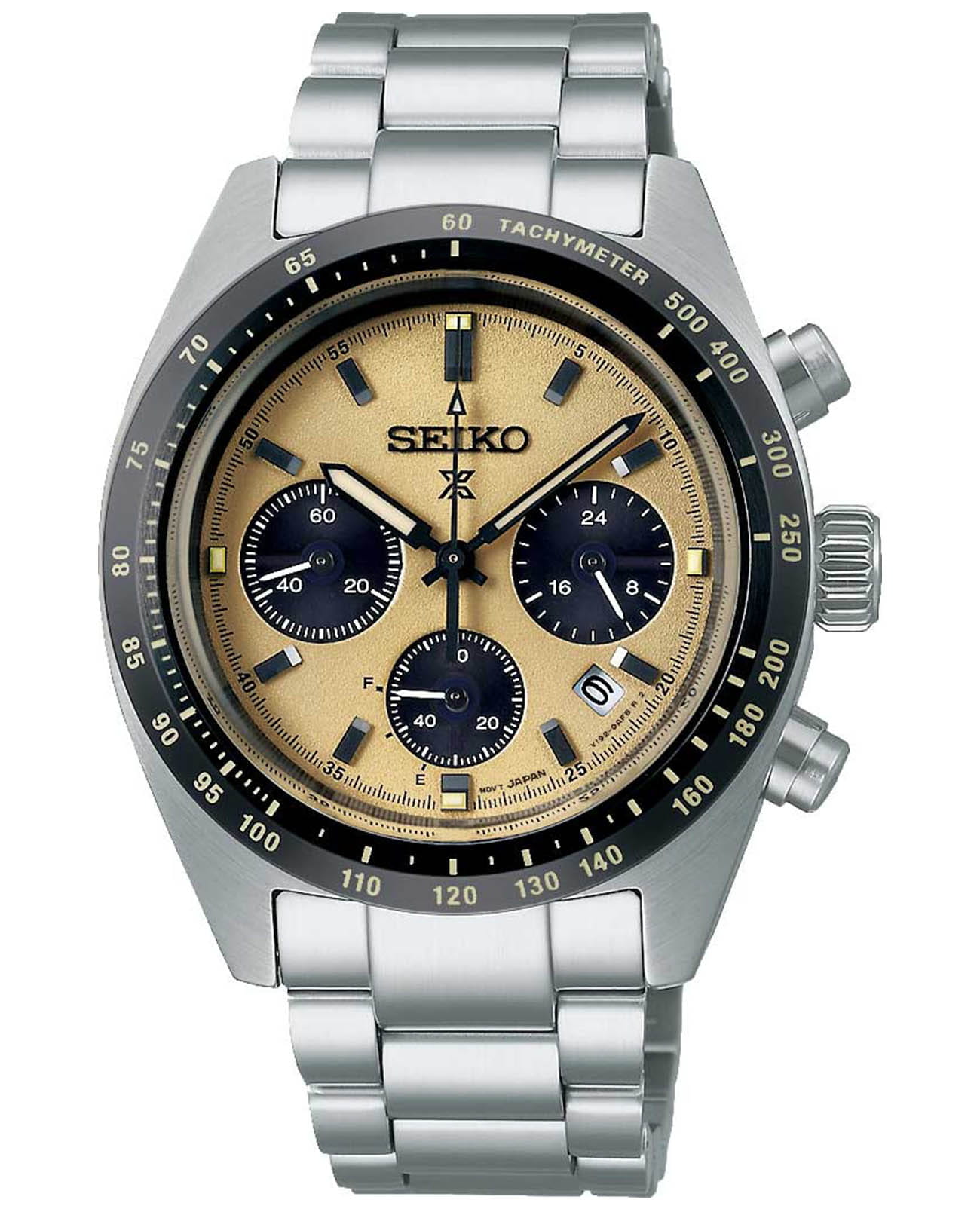 Seiko Seiko Prospex SSC817P1 Speedtimer SSC817P1 кварцевые мужские часы бежевый циферблат, браслет нержавеющая сталь — вид спереди