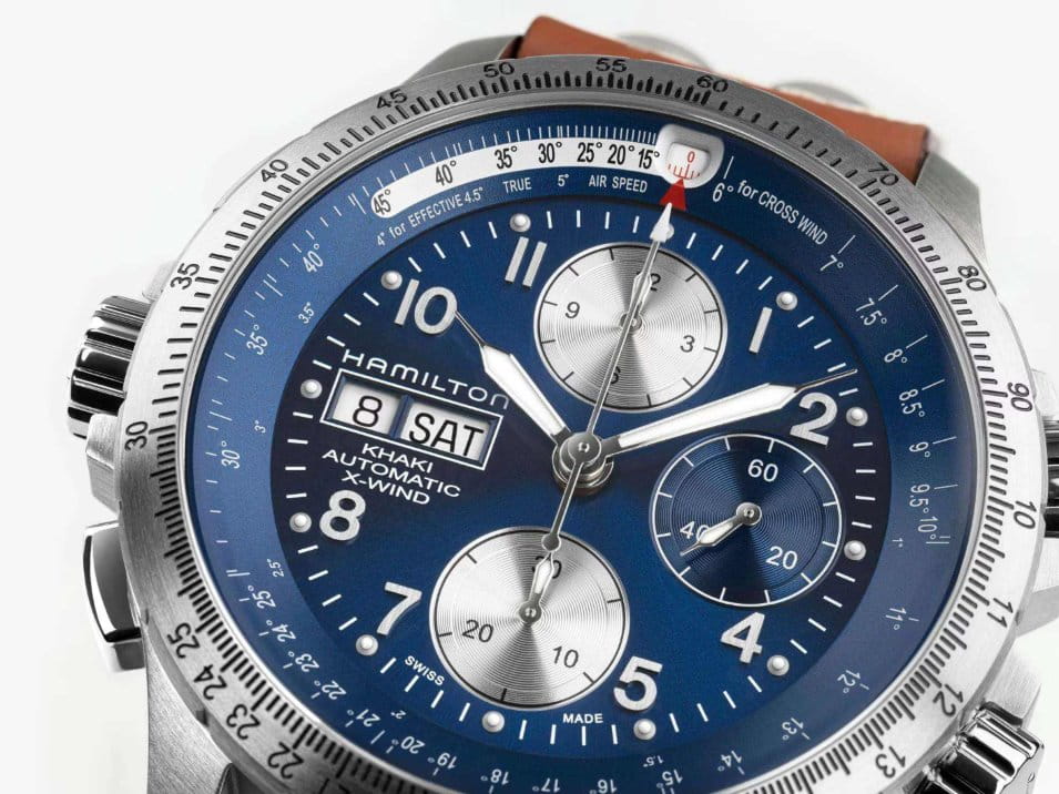 Hamilton Hamilton Khaki Aviation X-Wind Auto Chrono 44mm H77506540 мужские часы синий циферблат на запястье