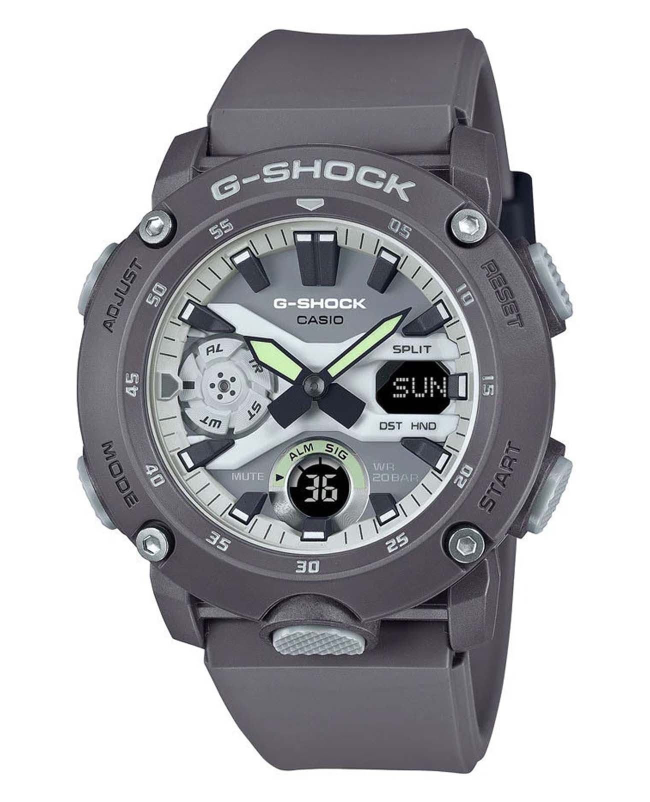 Casio Casio G-Shock GA-2000HD-8ADR (GA-2000HD-8A) GA-2000 GA-2000HD-8ADR электронные мужские часы серый циферблат, браслет пластик — вид спереди