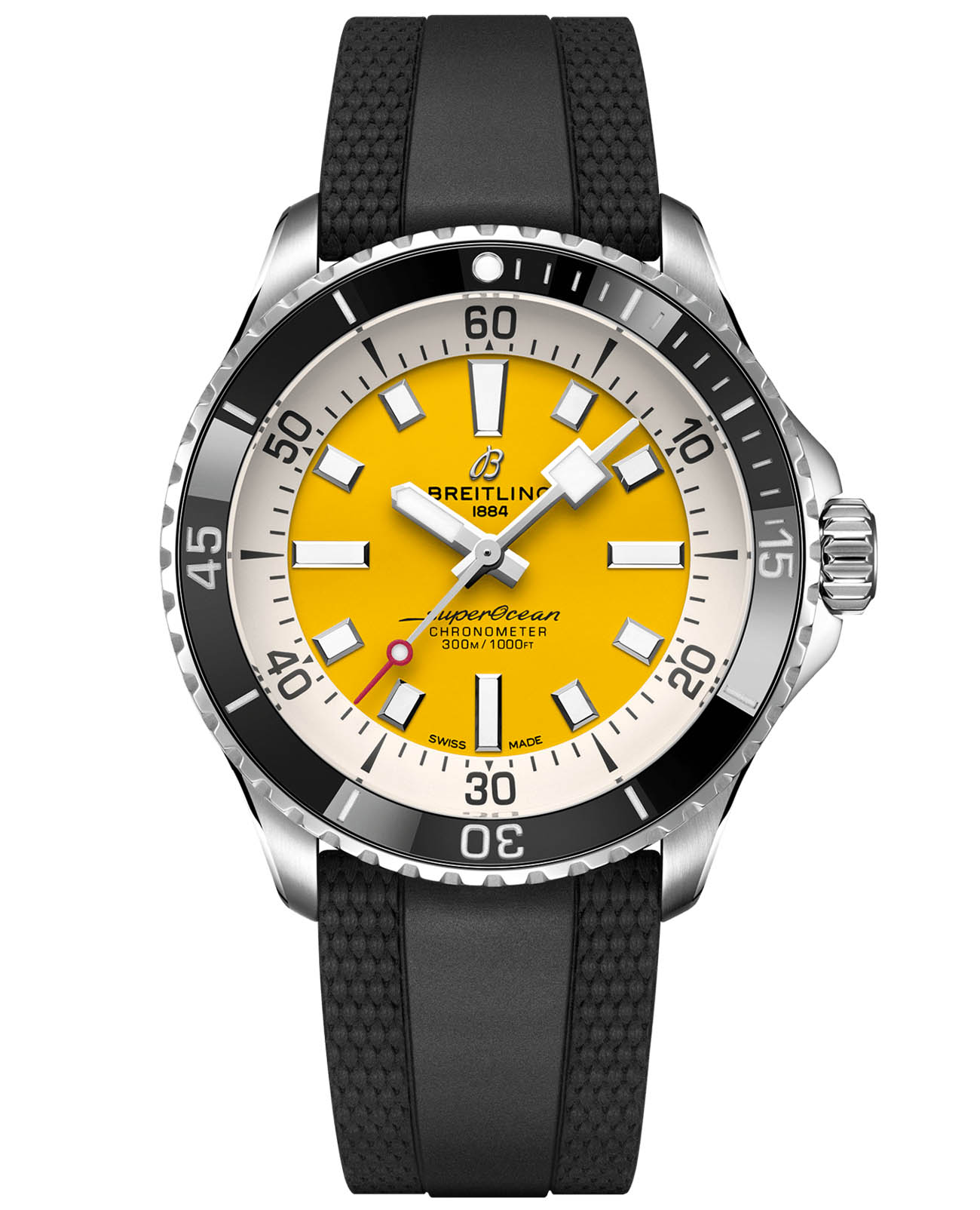 Breitling Breitling Superocean Automatic 42 A17375211I1S1  A17375211I1S1 механические мужские часы желтый циферблат, браслет каучук — вид спереди