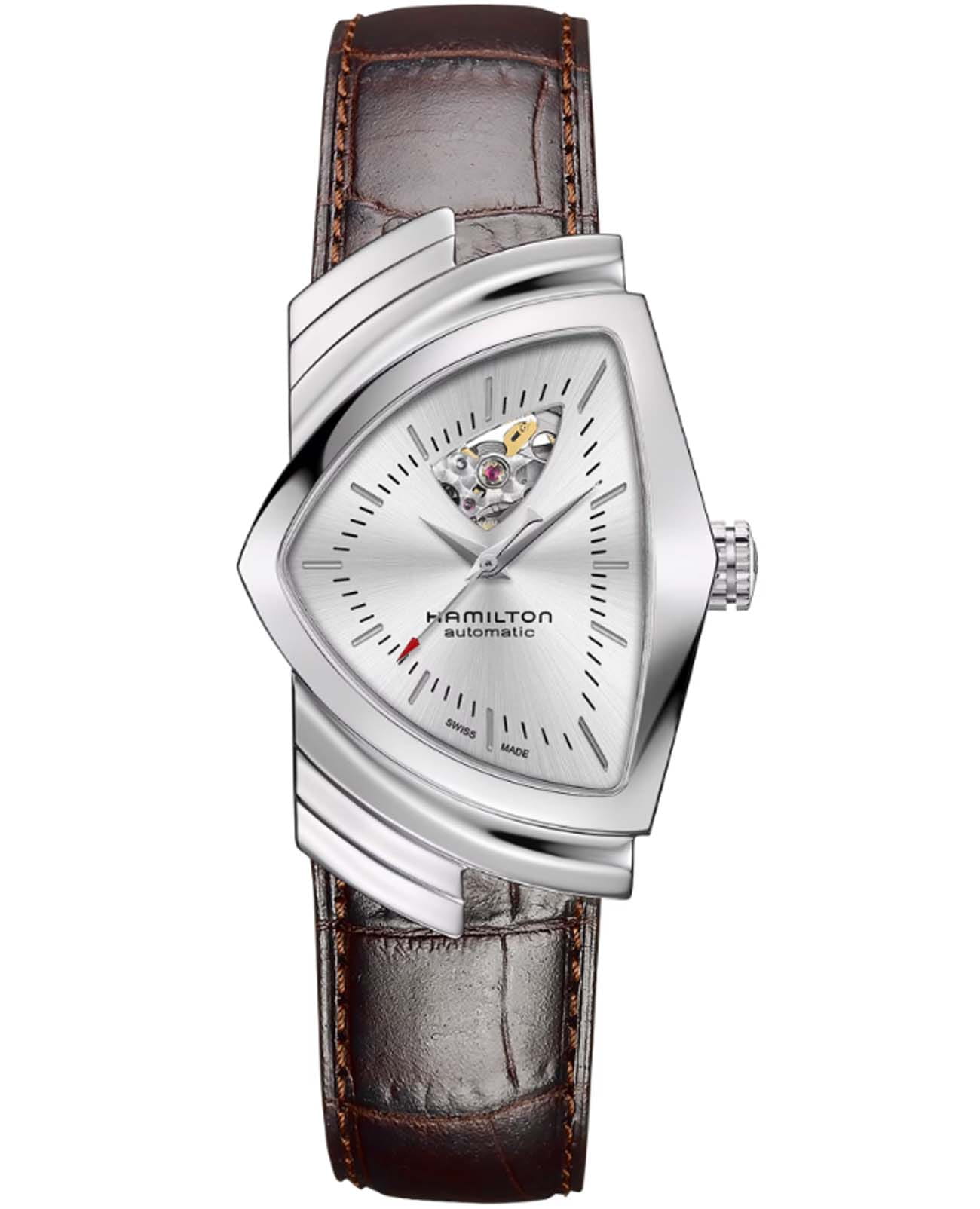 Hamilton Hamilton Ventura Open Heart Auto H24515552  H24515552 механические мужские часы  циферблат, браслет кожаный — вид спереди