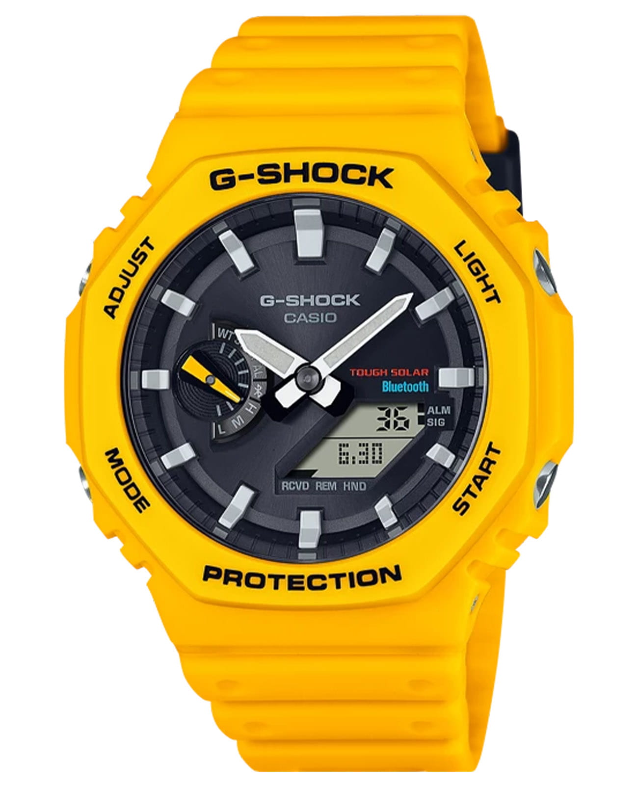 Casio Casio G-Shock GA-B2100C-9ADR (GA-B2100C-9A) GA GA-B2100C-9A электронные мужские часы черный циферблат, браслет пластик — вид спереди