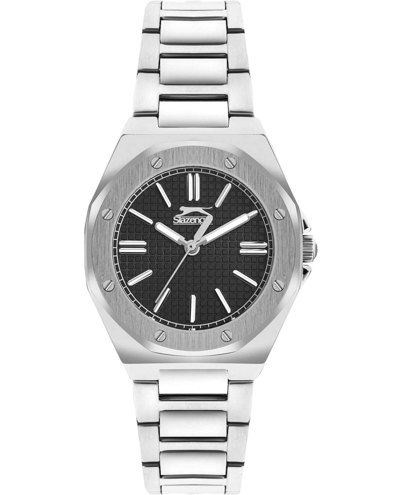 Slazenger Slazenger SL.09.2306.3.01  SL.09.2306.3.01 кварцевые женские часы черный циферблат, браслет суперметалл — вид спереди