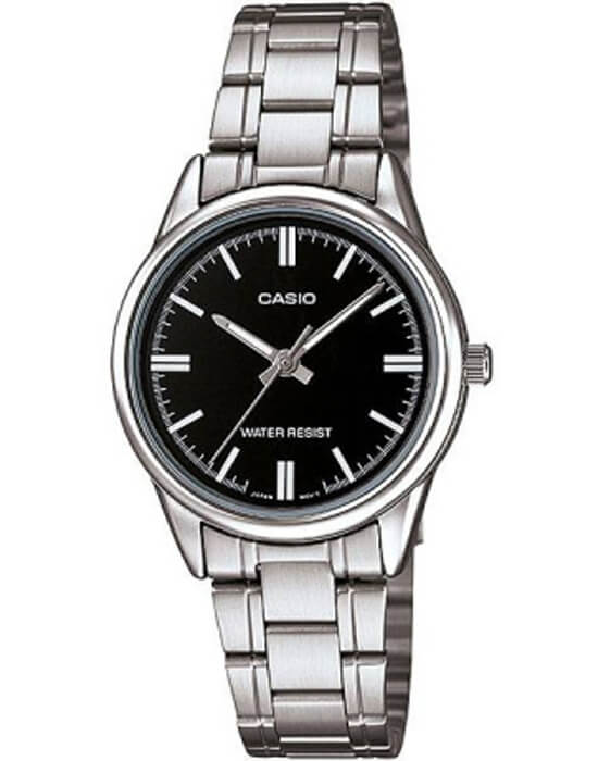 Casio Casio Collection LTP-V005D-1A  LTP-V005D-1A кварцевые женские часы черный циферблат, браслет нержавеющая сталь — вид спереди