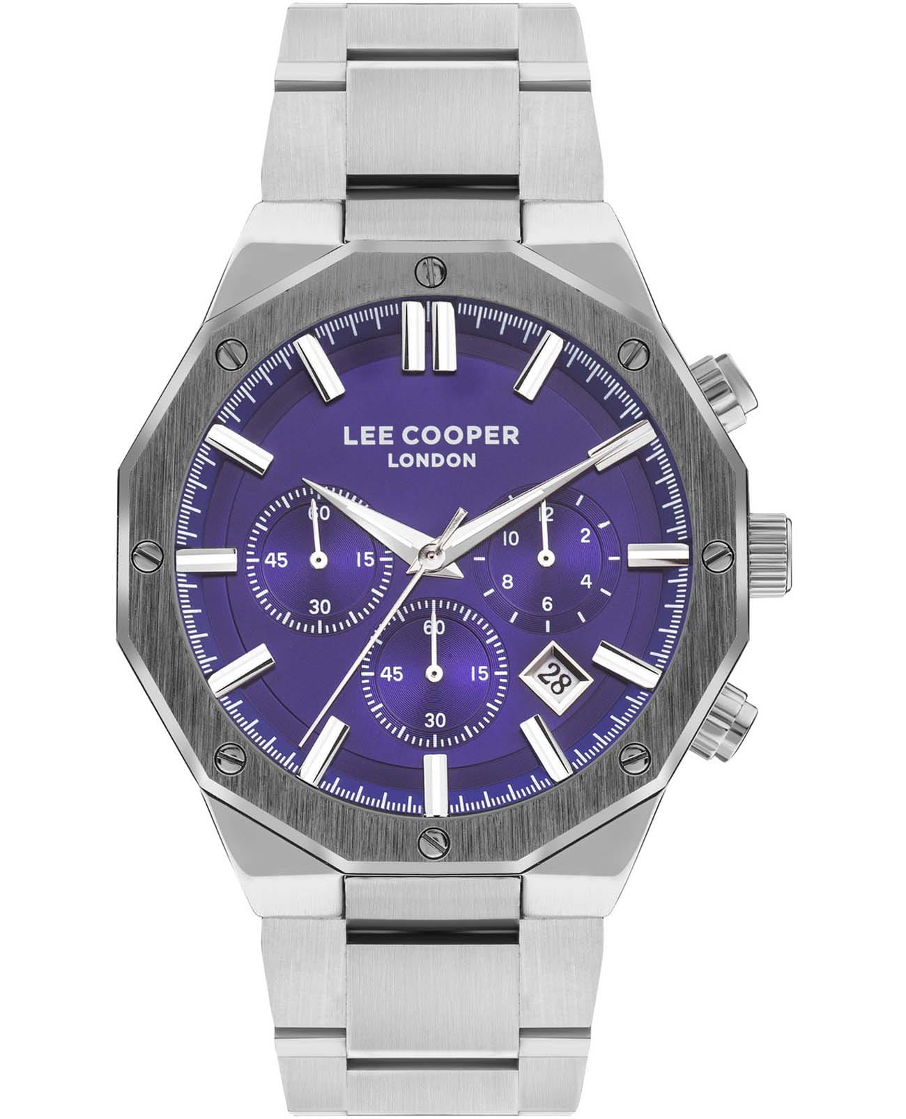 Lee Cooper Lee Cooper LC07807.390  LC07807.390 кварцевые мужские часы фиолетовый циферблат, браслет нержавеющая сталь — вид спереди