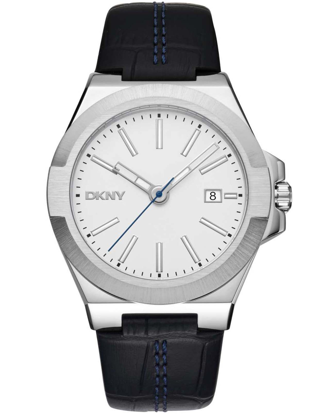 DKNY DKNY Modernist DK1G047L0015  DK1G047L0015 кварцевые мужские часы серебристый циферблат, браслет кожаный — вид спереди