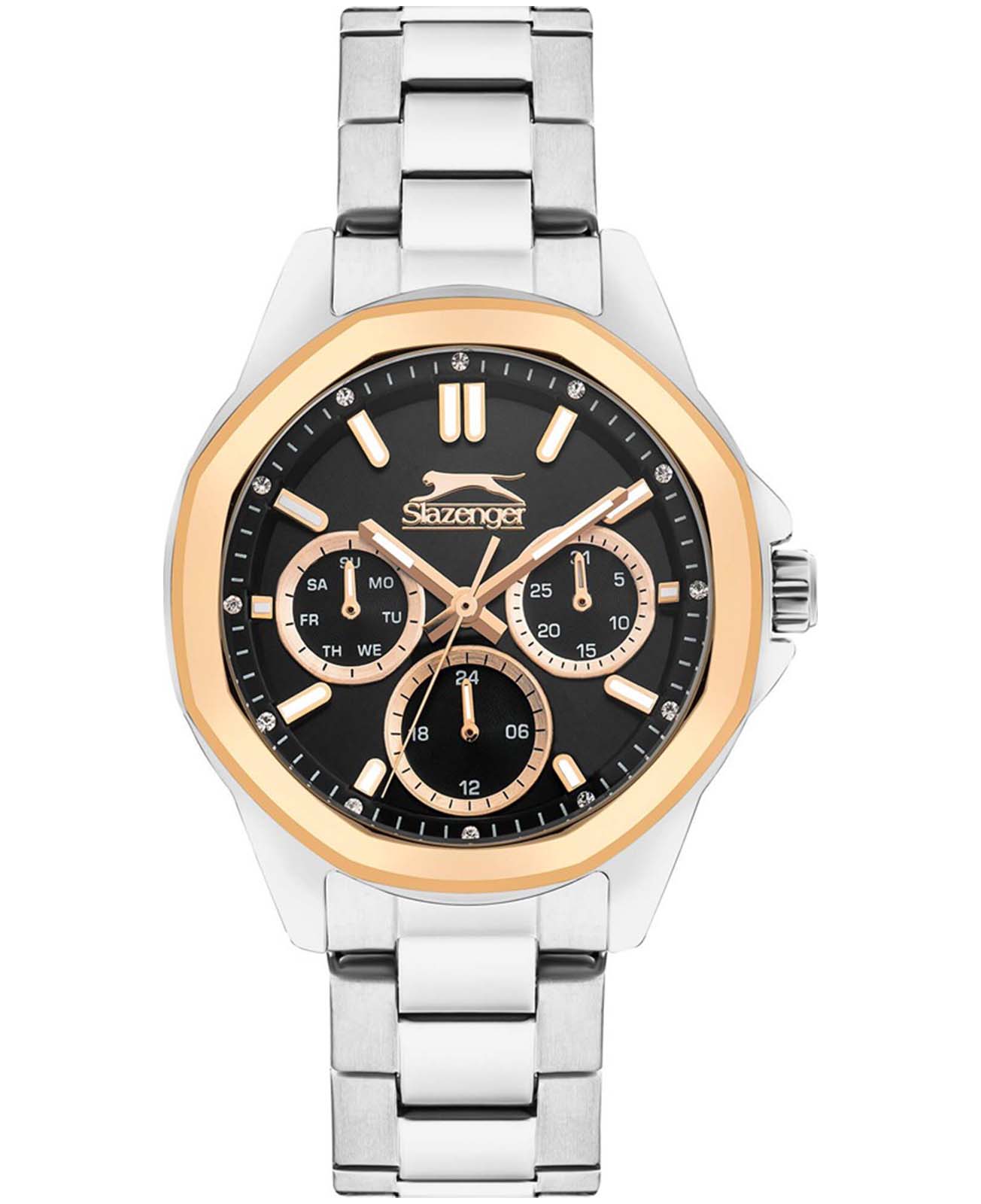 Slazenger Slazenger SL.09.2290.4.03  SL.09.2290.4.03 кварцевые женские часы черный циферблат, браслет суперметалл — вид спереди