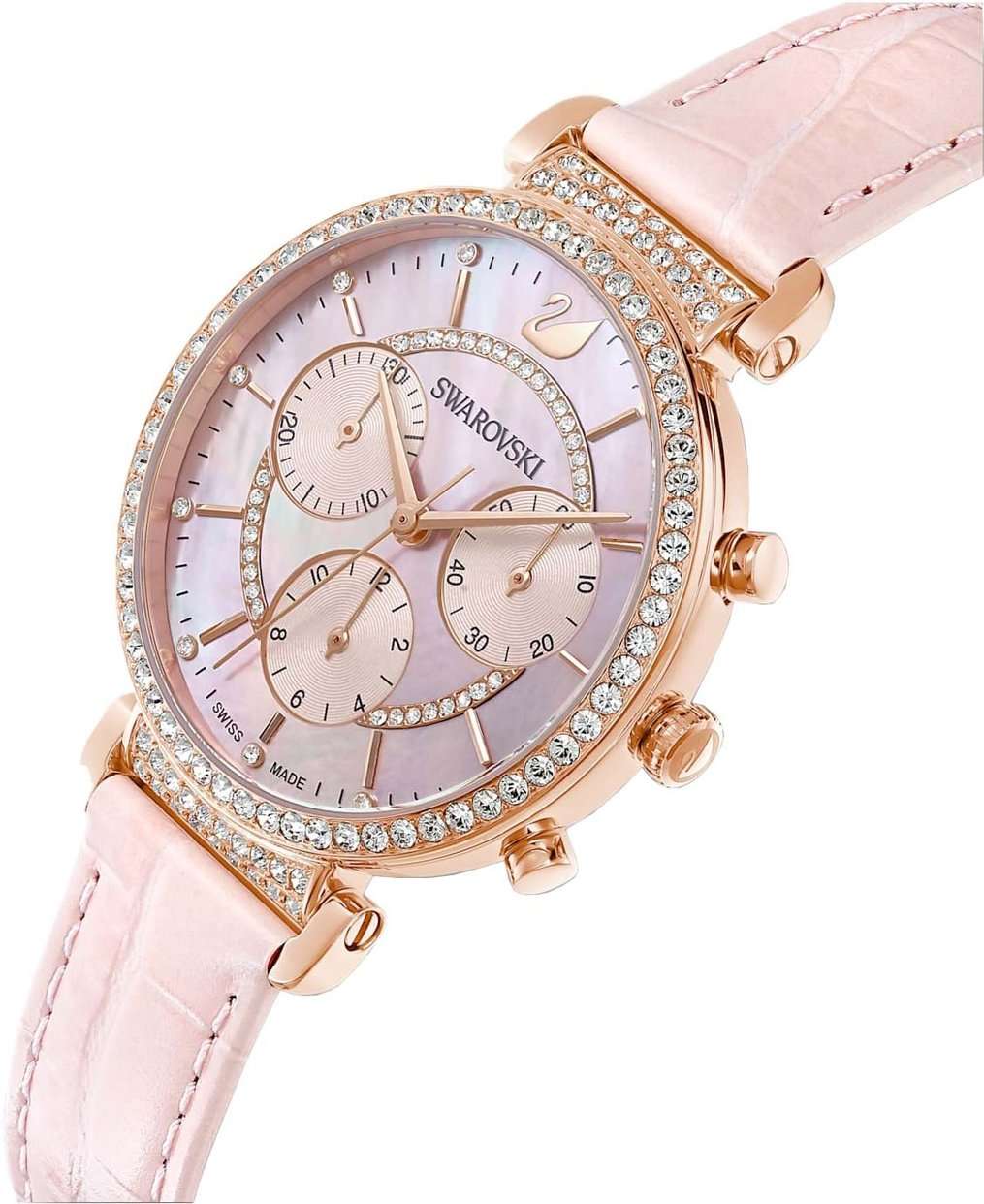 Swarovski Swarovski Passage Chrono 5580352,  швейцария женские часы на браслете кожаный боковой вид